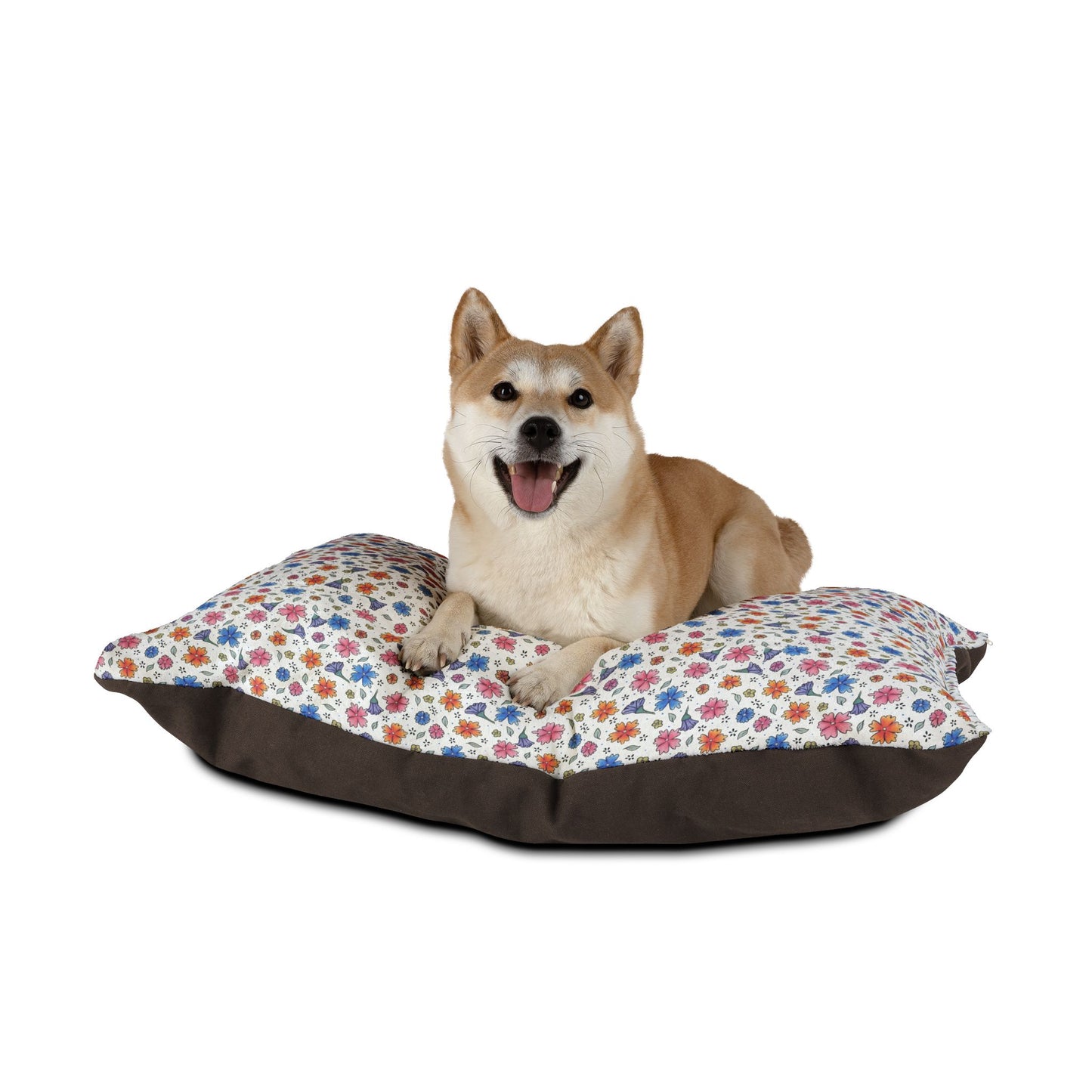 Floral Pawprint Pet Bed - Cozy Printed Cushion for Dogs & Cats