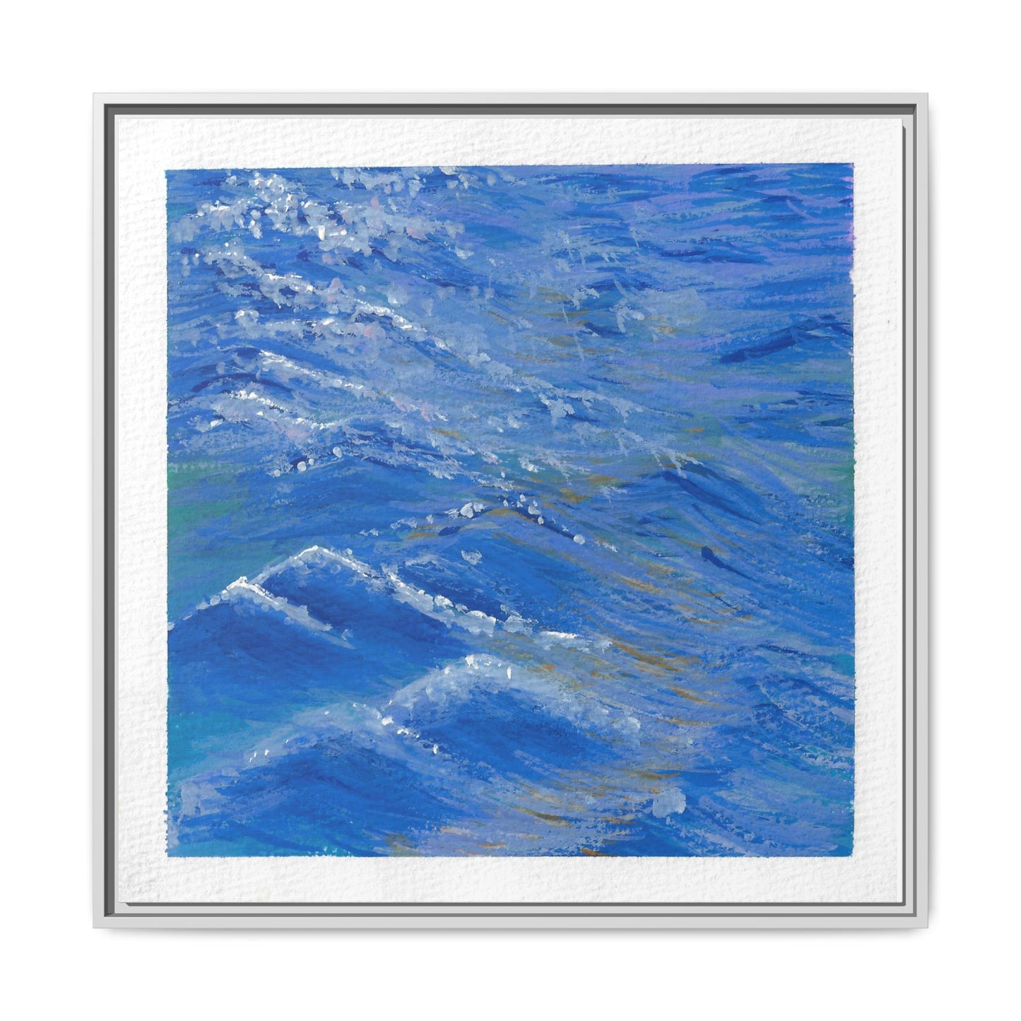 Framed Matte Canvas Wall Art — Blue Ocean Waves Seascape
