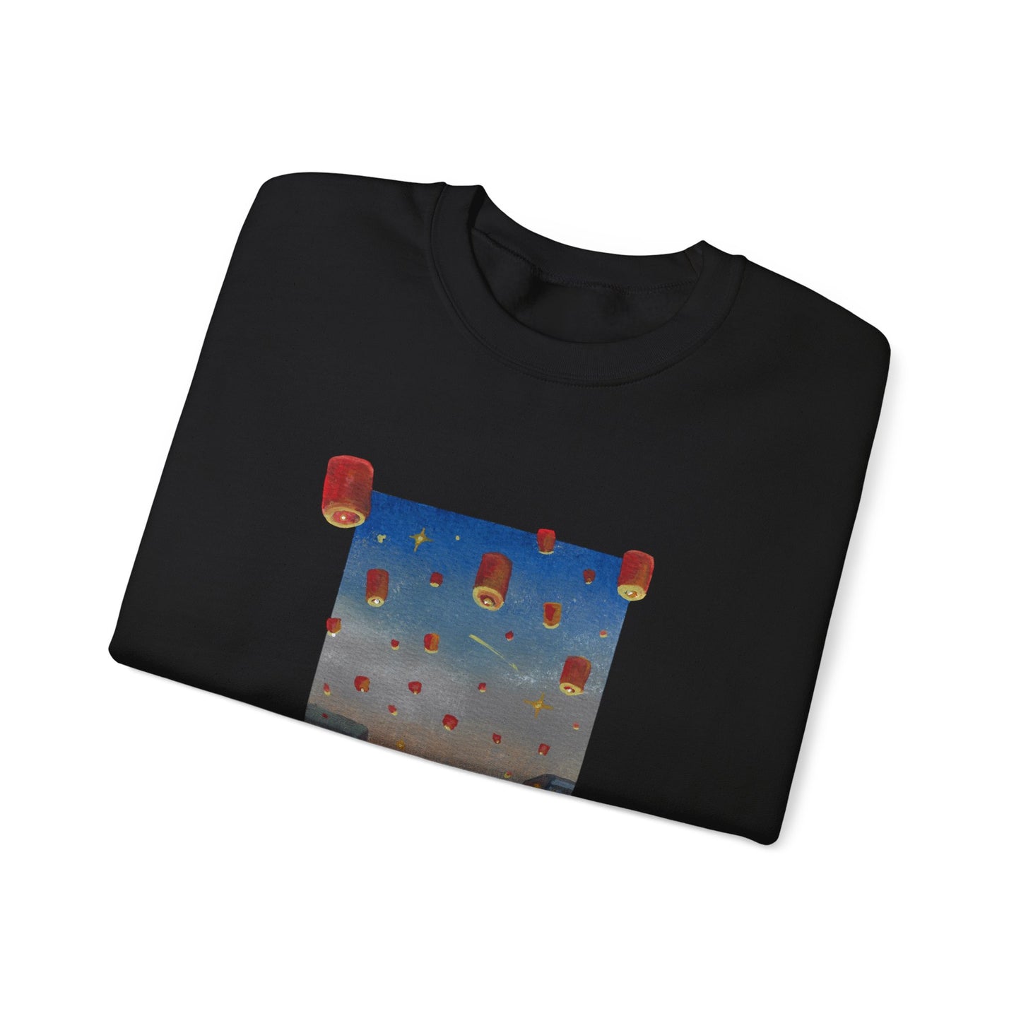 Lantern Festival Crewneck Sweatshirt — Sky of Floating Lanterns Graphic