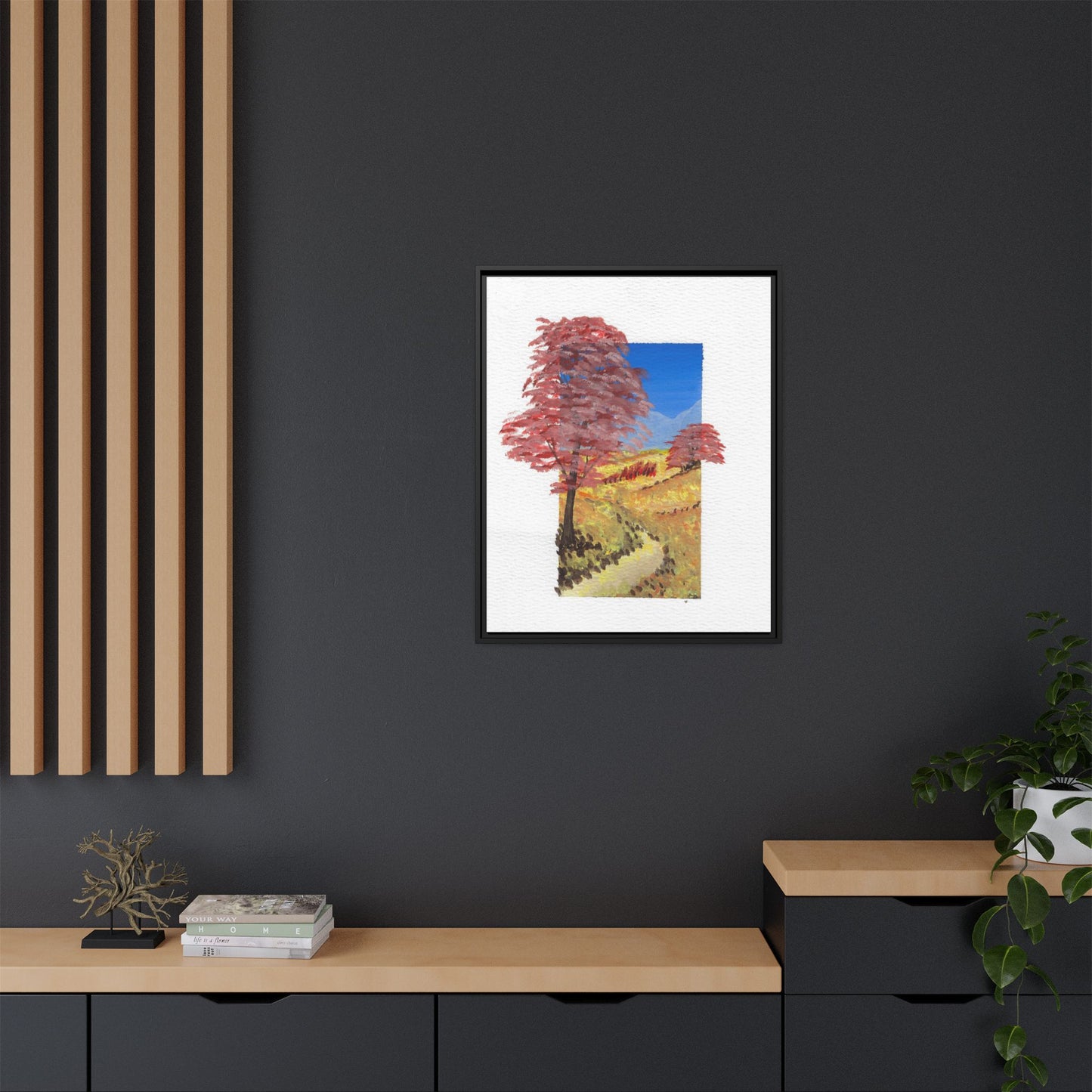 Framed Canvas Wall Art — Colorful Autumn Landscape Matte Print