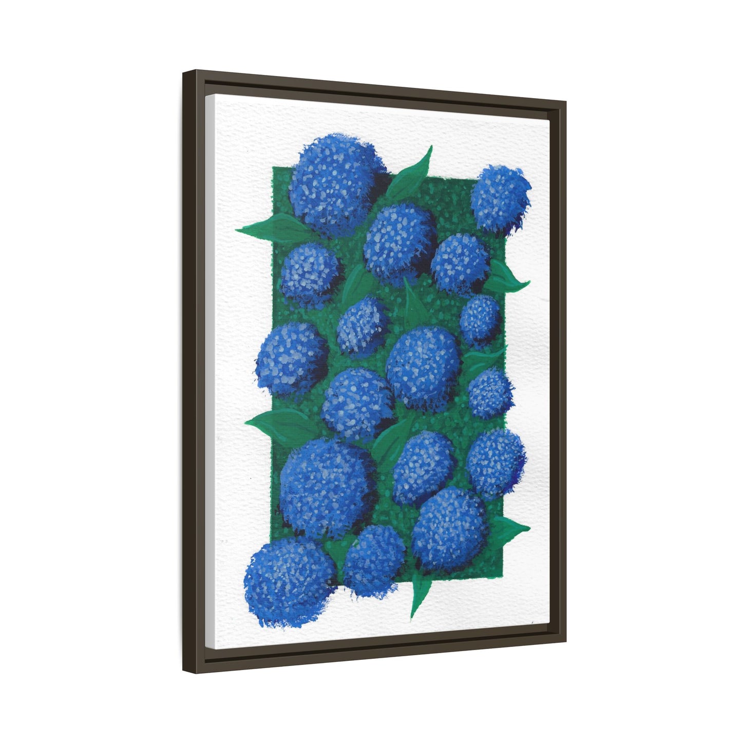 Framed Hydrangea Matte Canvas Print — Blue Floral Wall Art