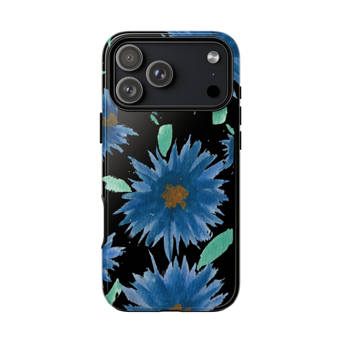 Blue Floral Tough Phone Case – Watercolor Daisy Protective Cover
