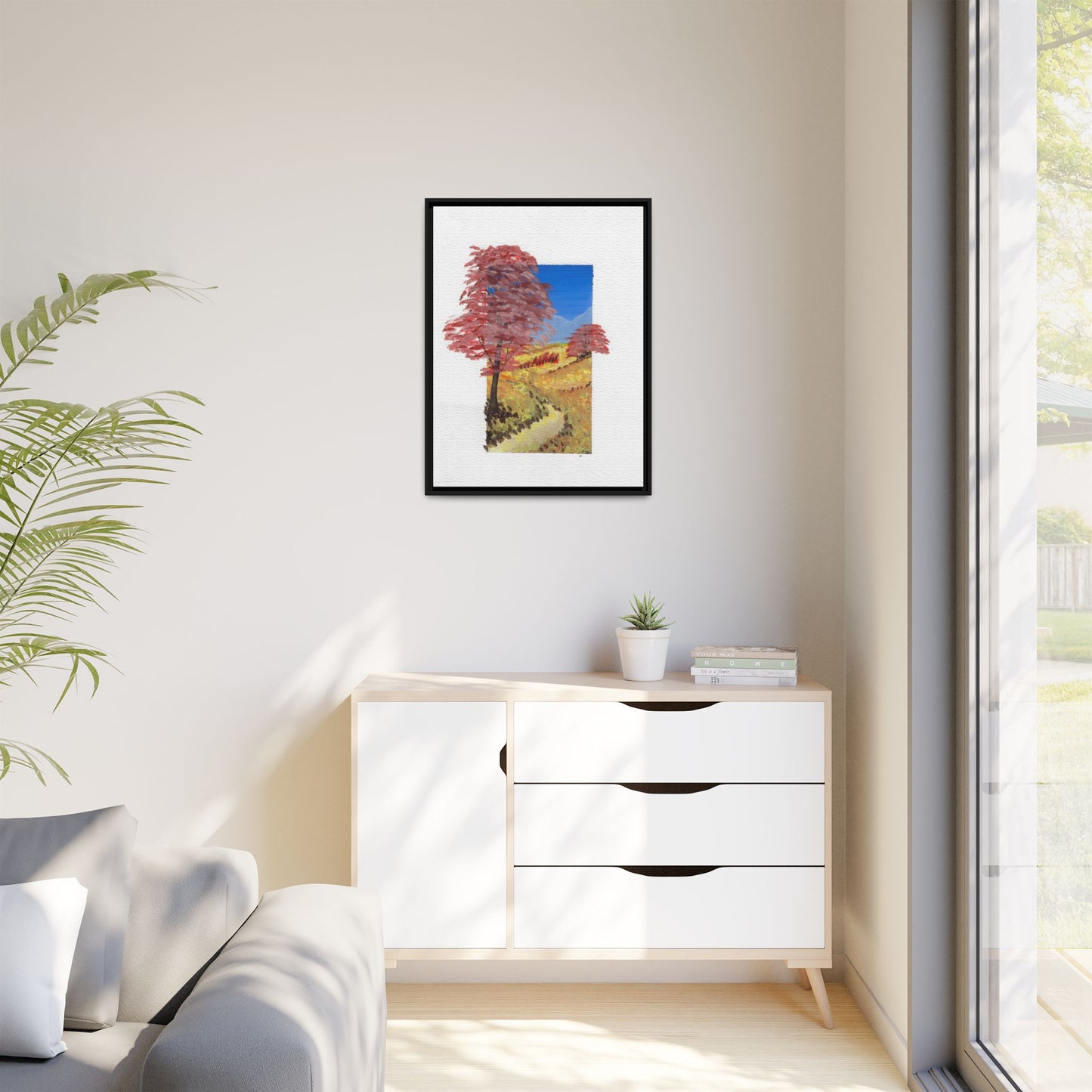 Framed Canvas Wall Art — Colorful Autumn Landscape Matte Print