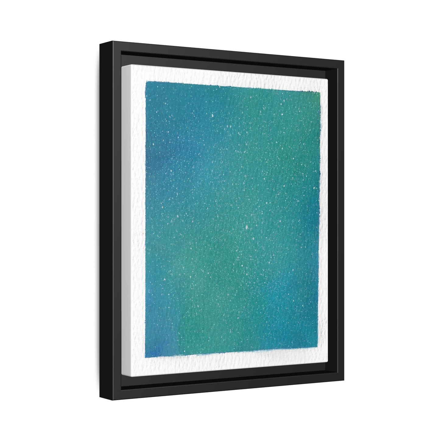 Framed Matte Canvas Art — Teal-to-Blue Gradient Starry Abstract