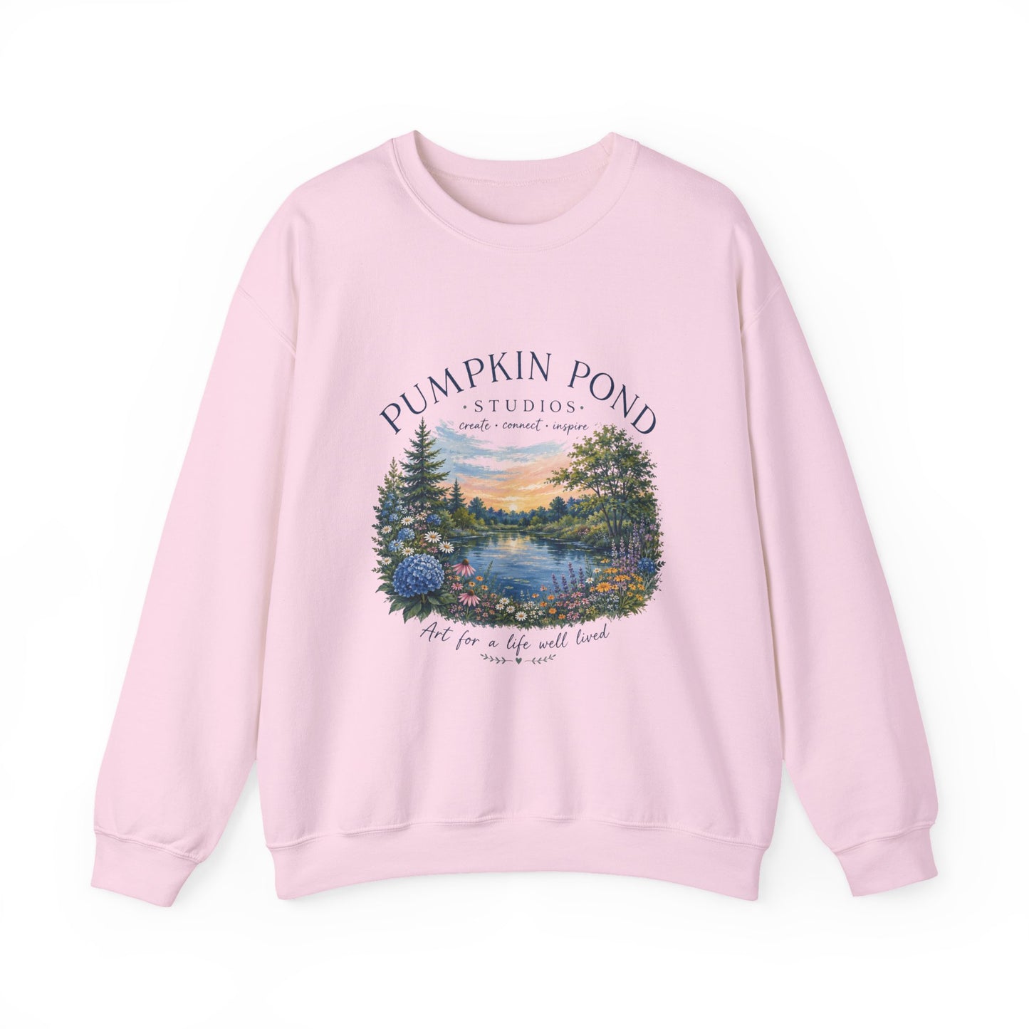 Pumpkin Pond Studio Scenic Sweatshirt — 'Pumpkin Pond' Lakeside Graphic Crewneck