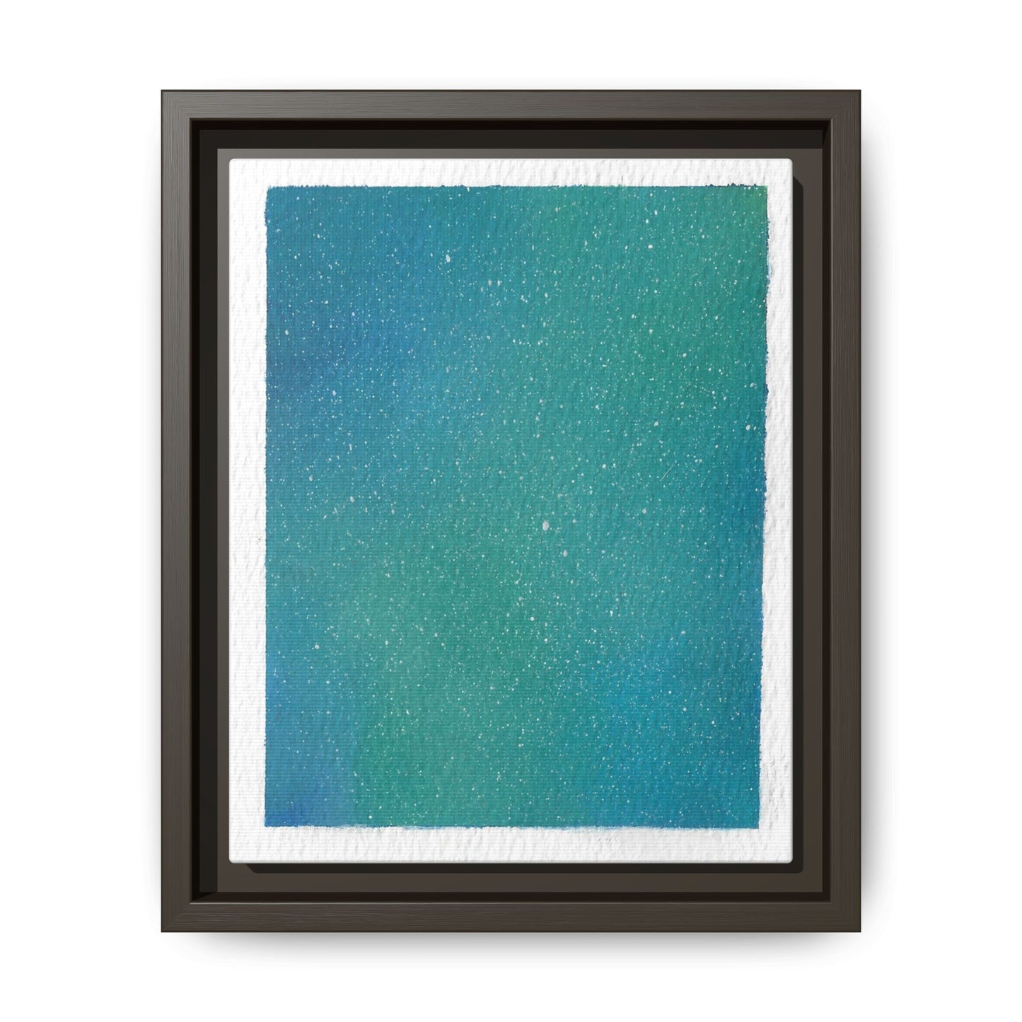Framed Matte Canvas Art — Teal-to-Blue Gradient Starry Abstract