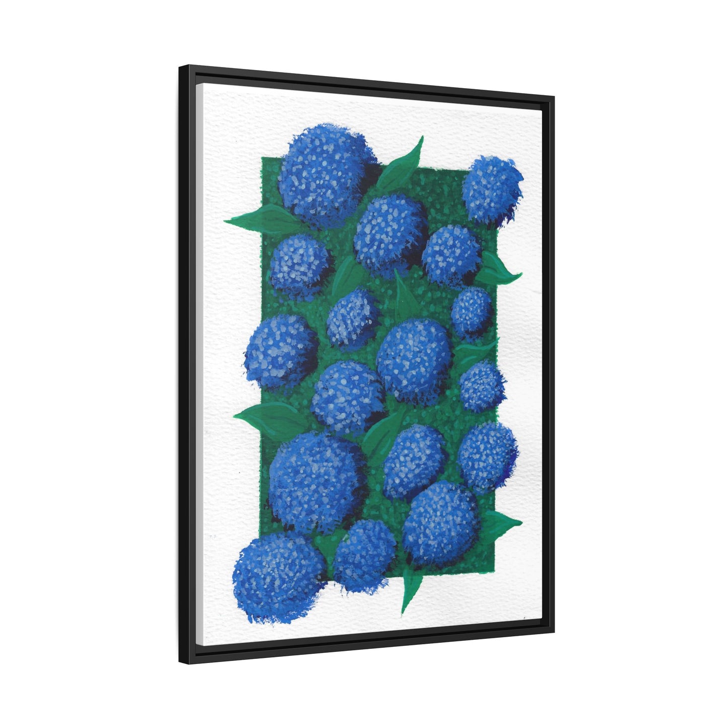 Framed Hydrangea Matte Canvas Print — Blue Floral Wall Art