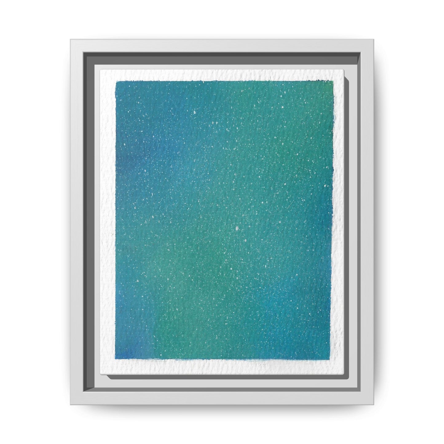 Framed Matte Canvas Art — Teal-to-Blue Gradient Starry Abstract