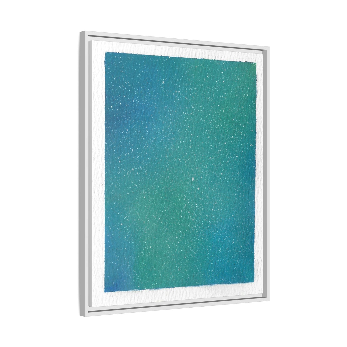 Framed Matte Canvas Art — Teal-to-Blue Gradient Starry Abstract