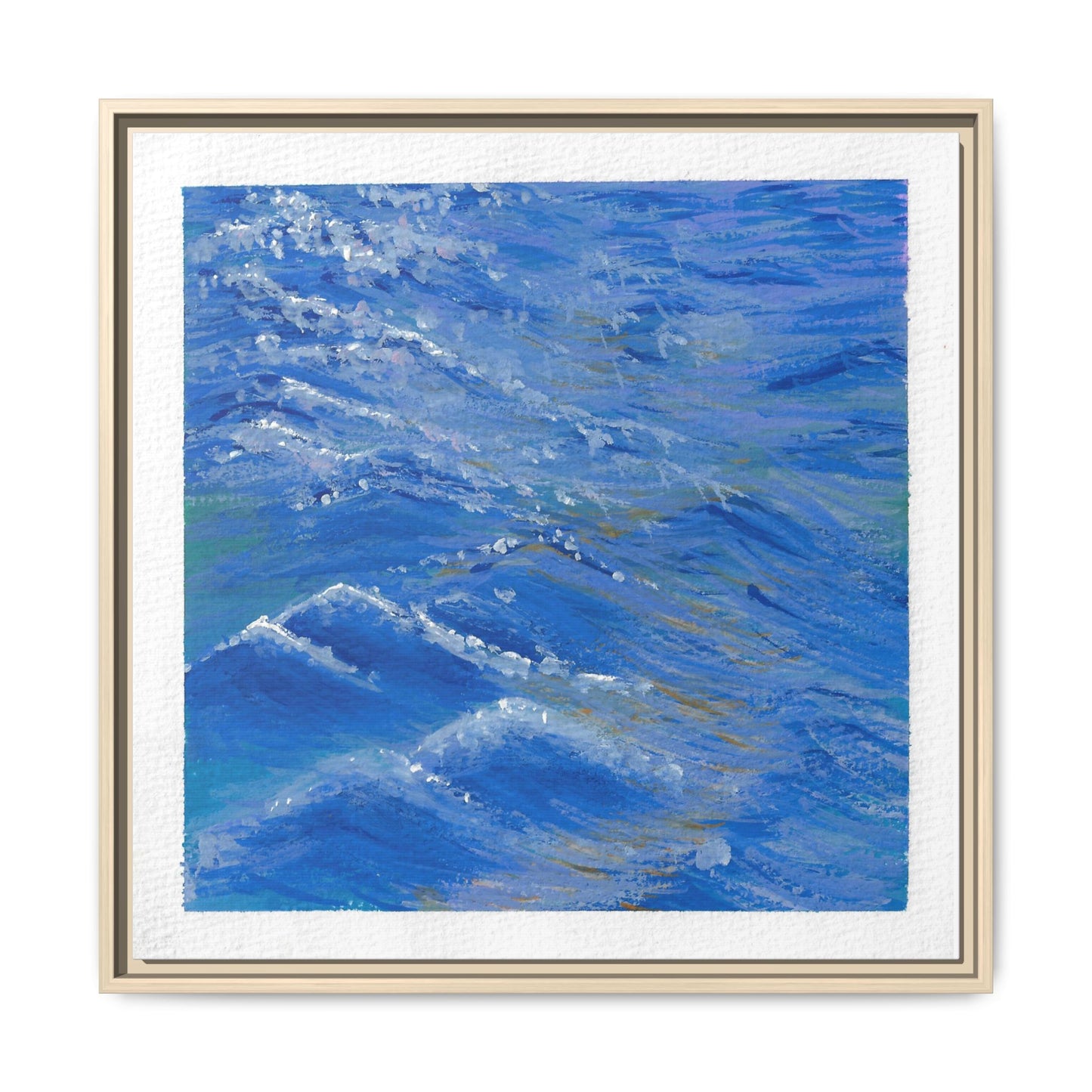 Framed Matte Canvas Wall Art — Blue Ocean Waves Seascape
