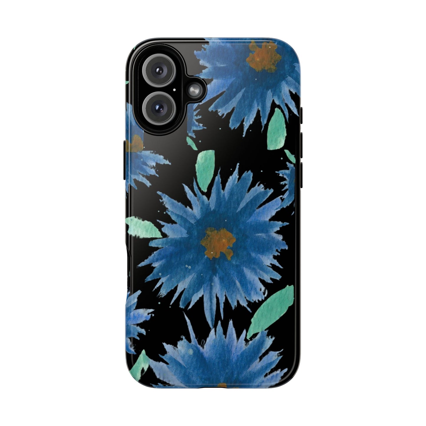 Blue Floral Tough Phone Case – Watercolor Daisy Protective Cover