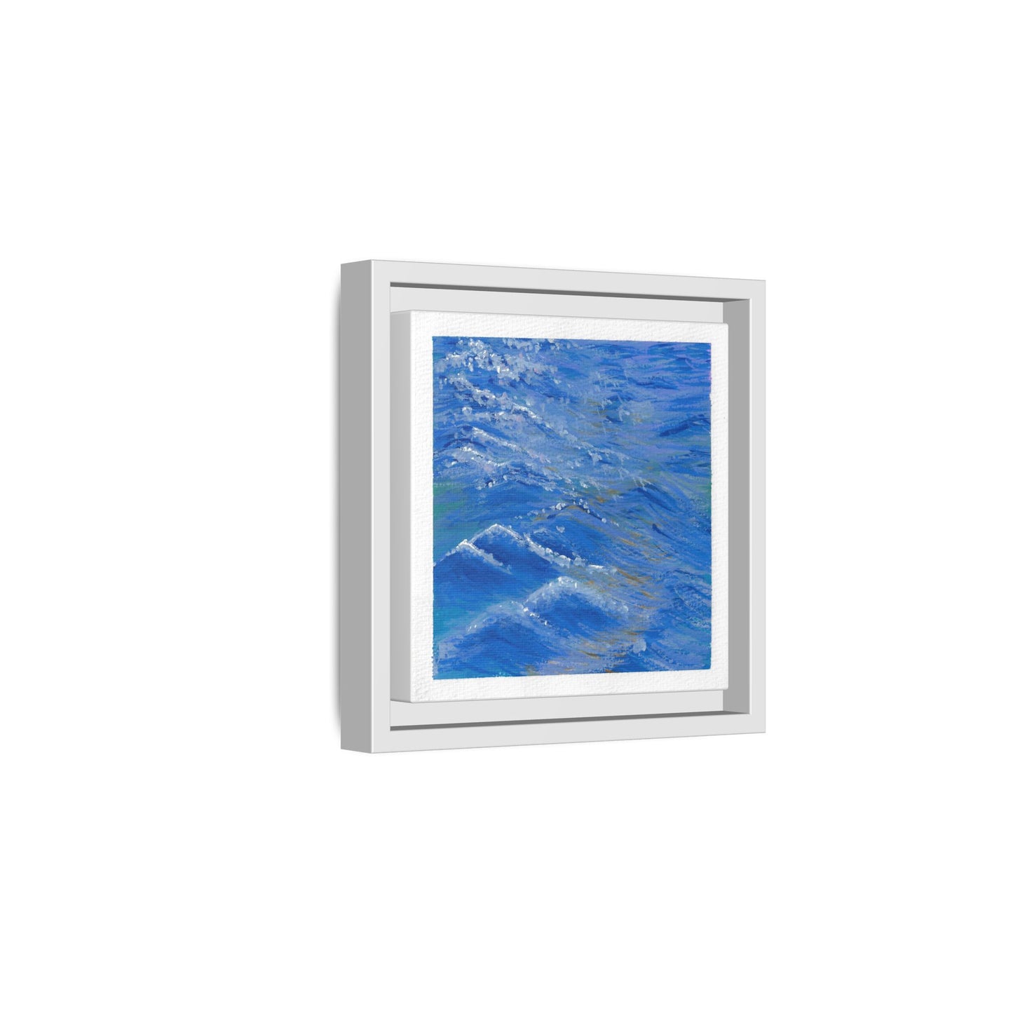 Framed Matte Canvas Wall Art — Blue Ocean Waves Seascape