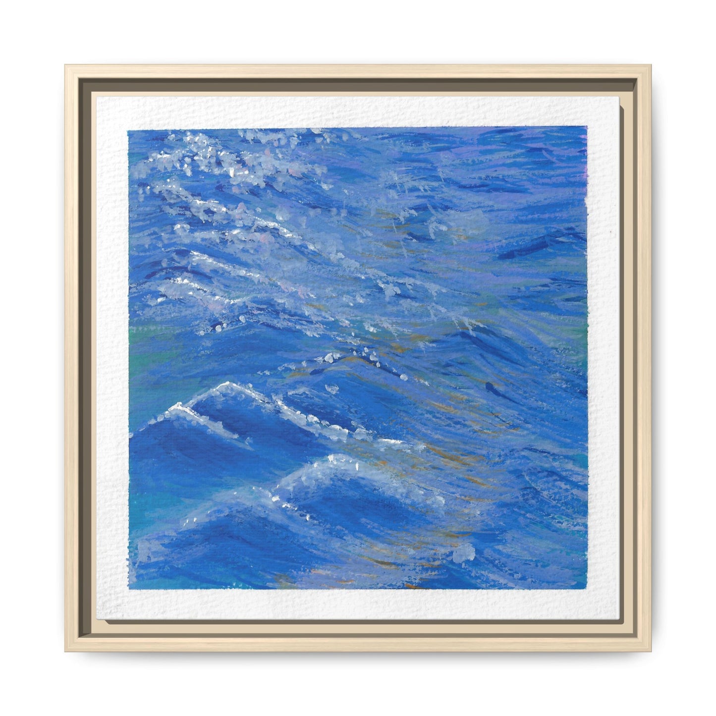 Framed Matte Canvas Wall Art — Blue Ocean Waves Seascape