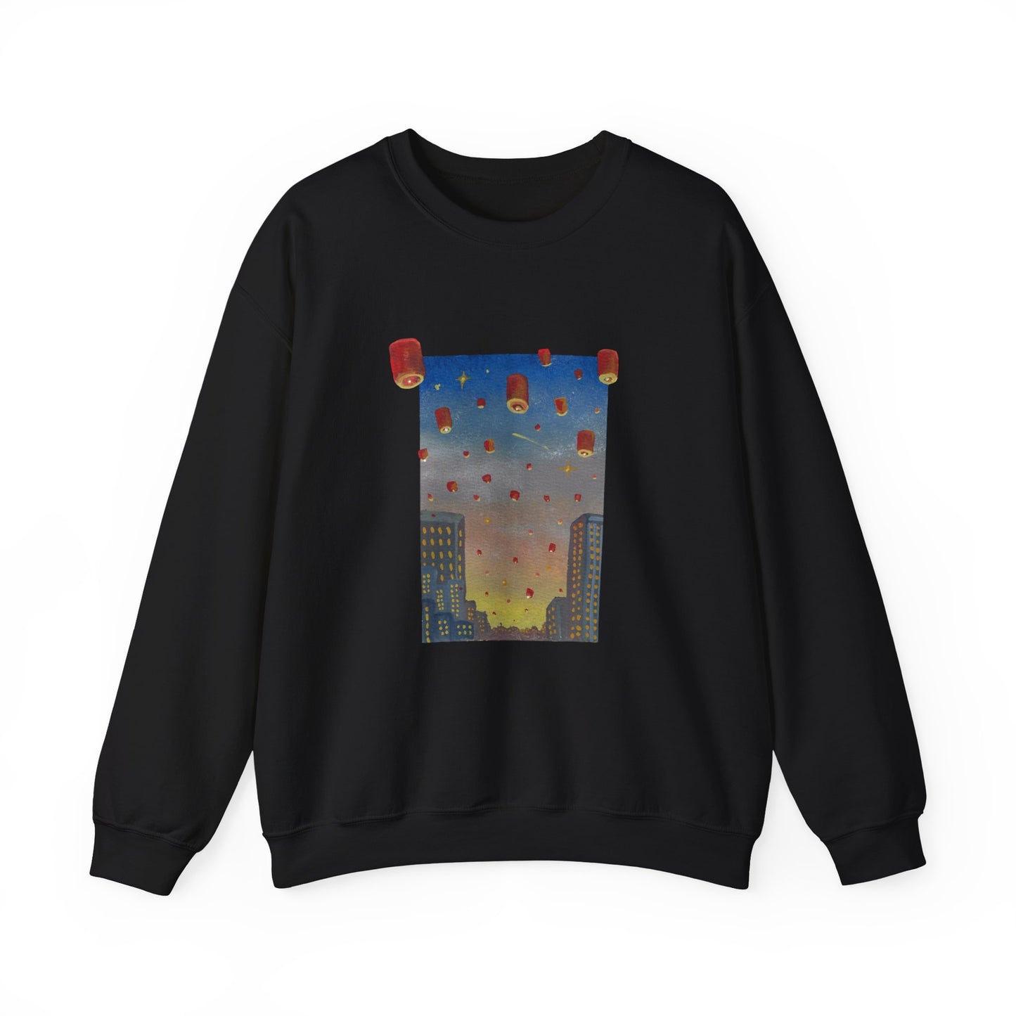 Lantern Festival Crewneck Sweatshirt — Sky of Floating Lanterns Graphic
