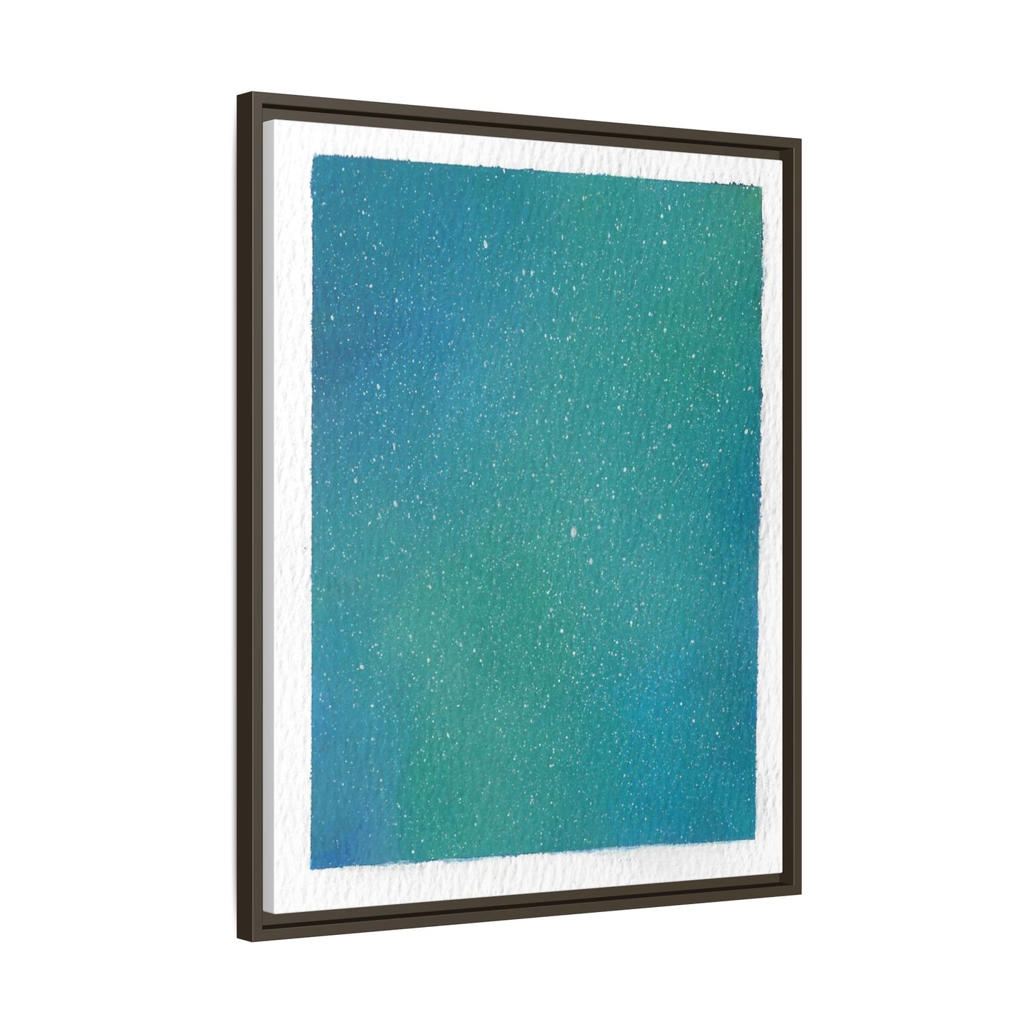 Framed Matte Canvas Art — Teal-to-Blue Gradient Starry Abstract