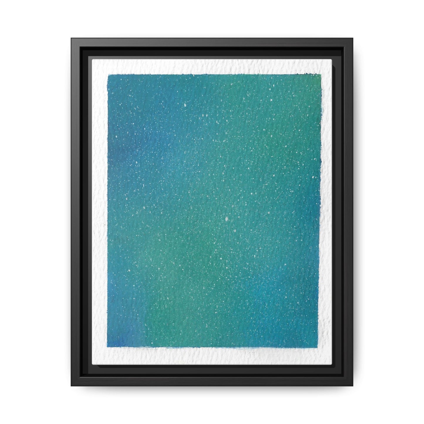 Framed Matte Canvas Art — Teal-to-Blue Gradient Starry Abstract