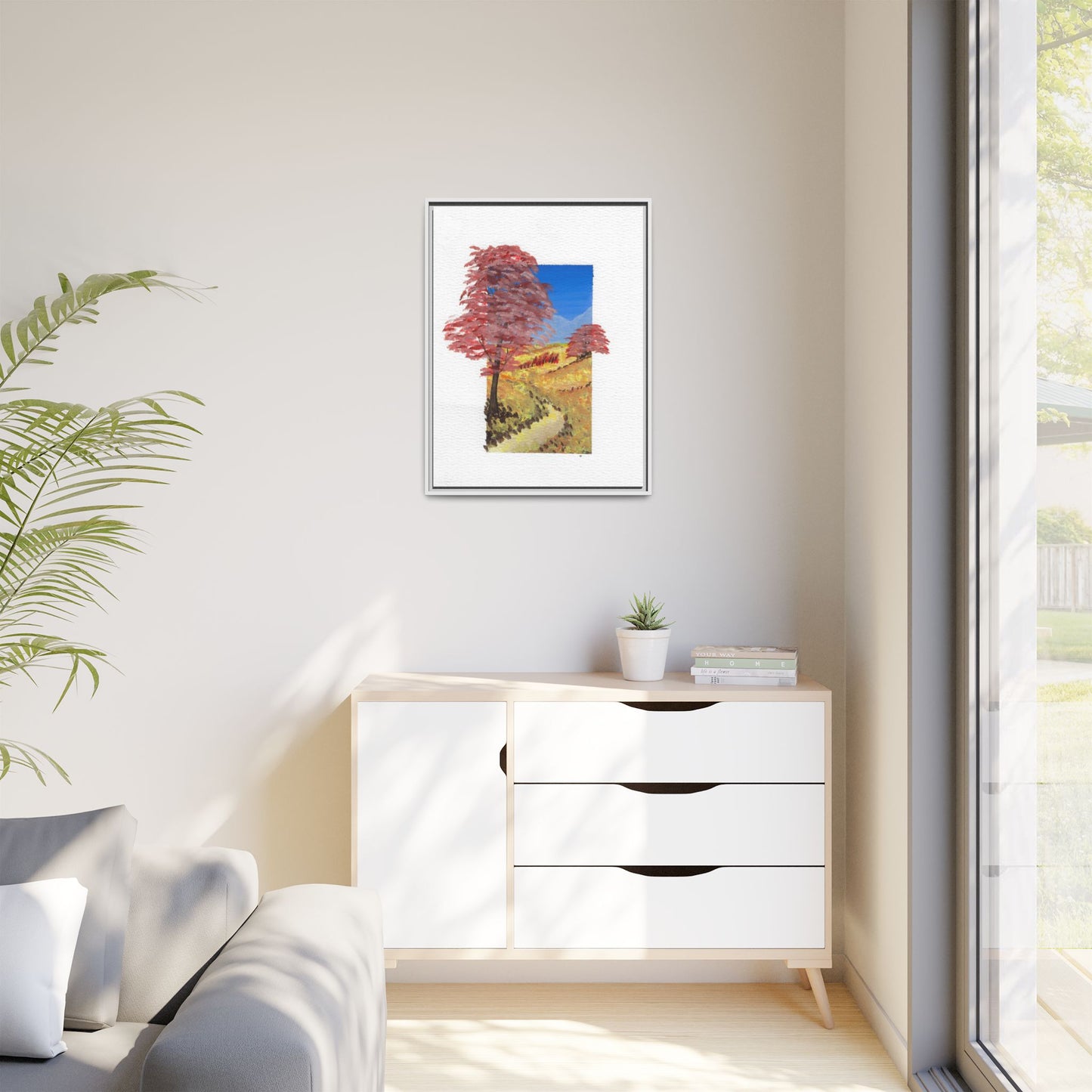 Framed Canvas Wall Art — Colorful Autumn Landscape Matte Print