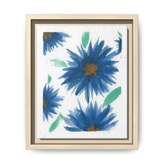 Blue Floral Canvas Print — Framed Matte Wall Art