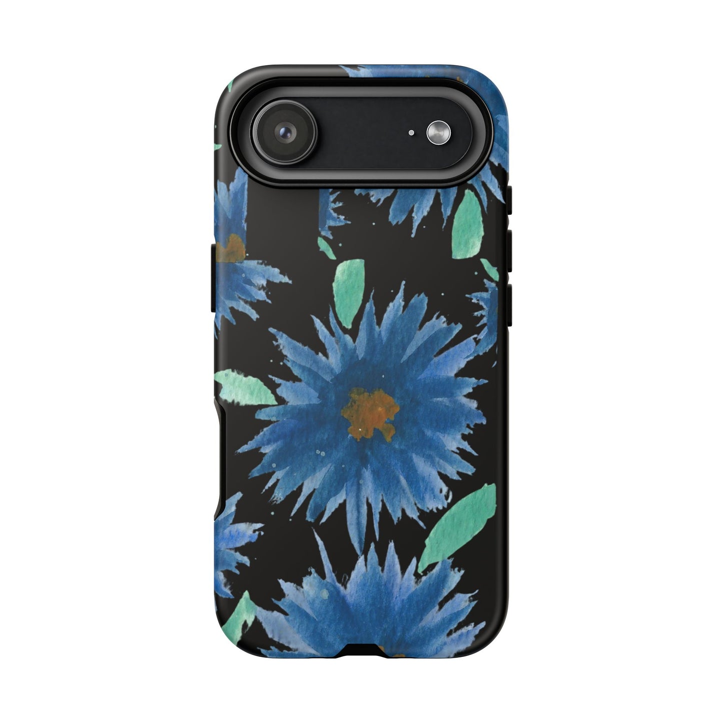 Blue Floral Tough Phone Case – Watercolor Daisy Protective Cover