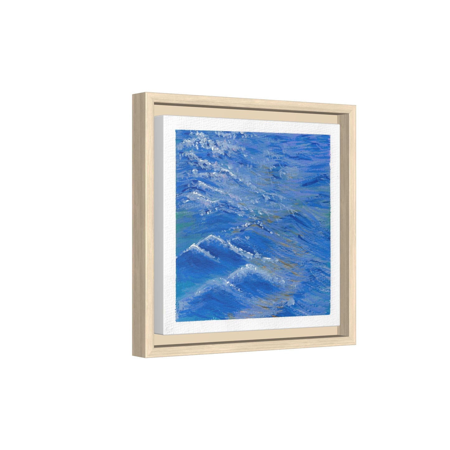 Framed Matte Canvas Wall Art — Blue Ocean Waves Seascape