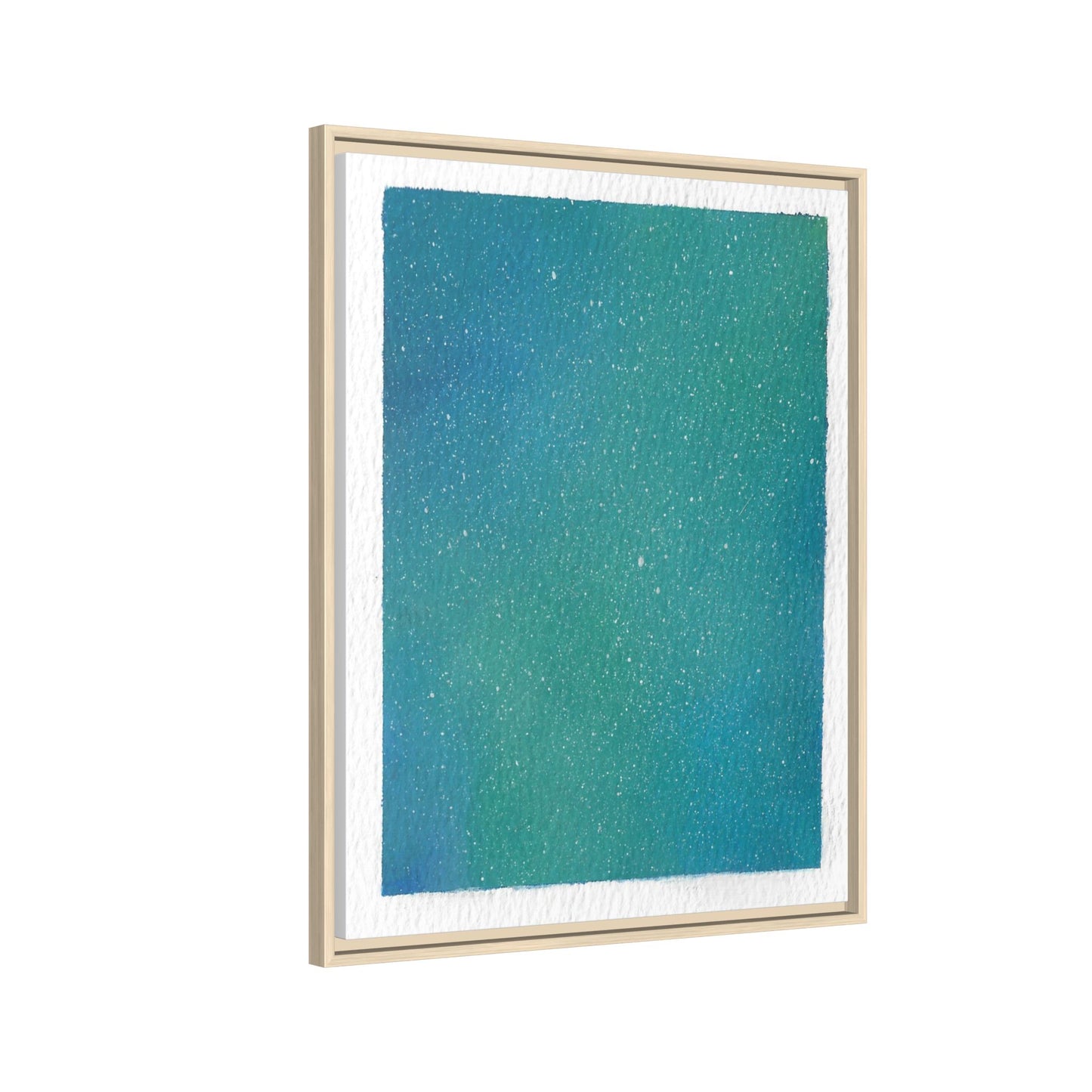 Framed Matte Canvas Art — Teal-to-Blue Gradient Starry Abstract