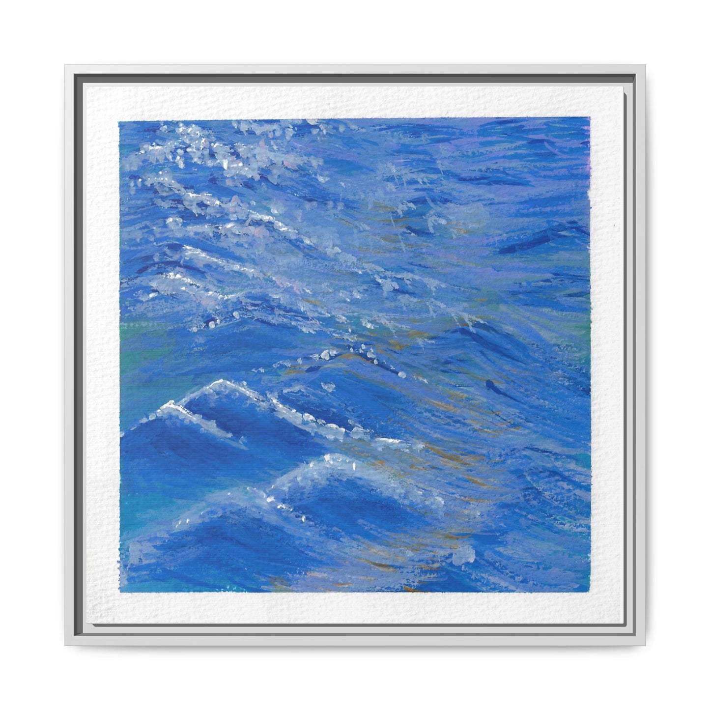 Framed Matte Canvas Wall Art — Blue Ocean Waves Seascape