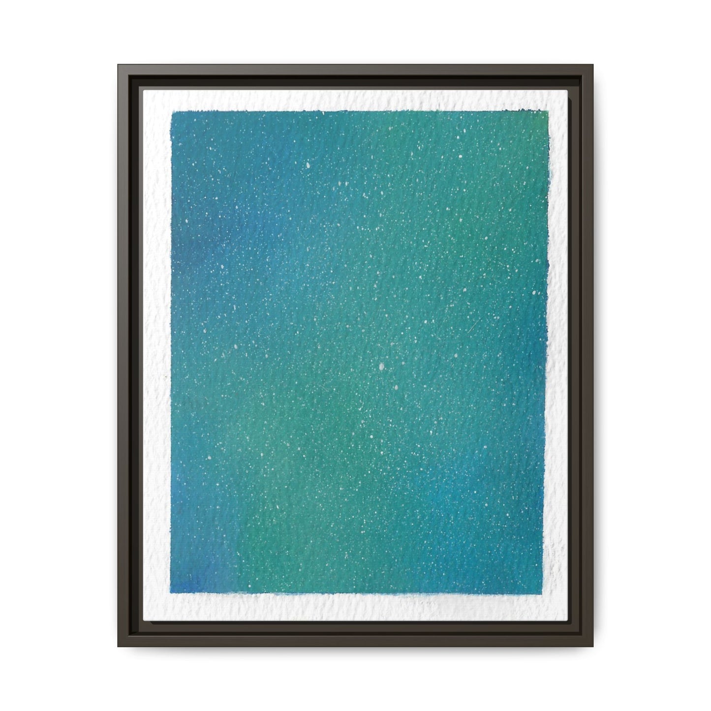 Framed Matte Canvas Art — Teal-to-Blue Gradient Starry Abstract