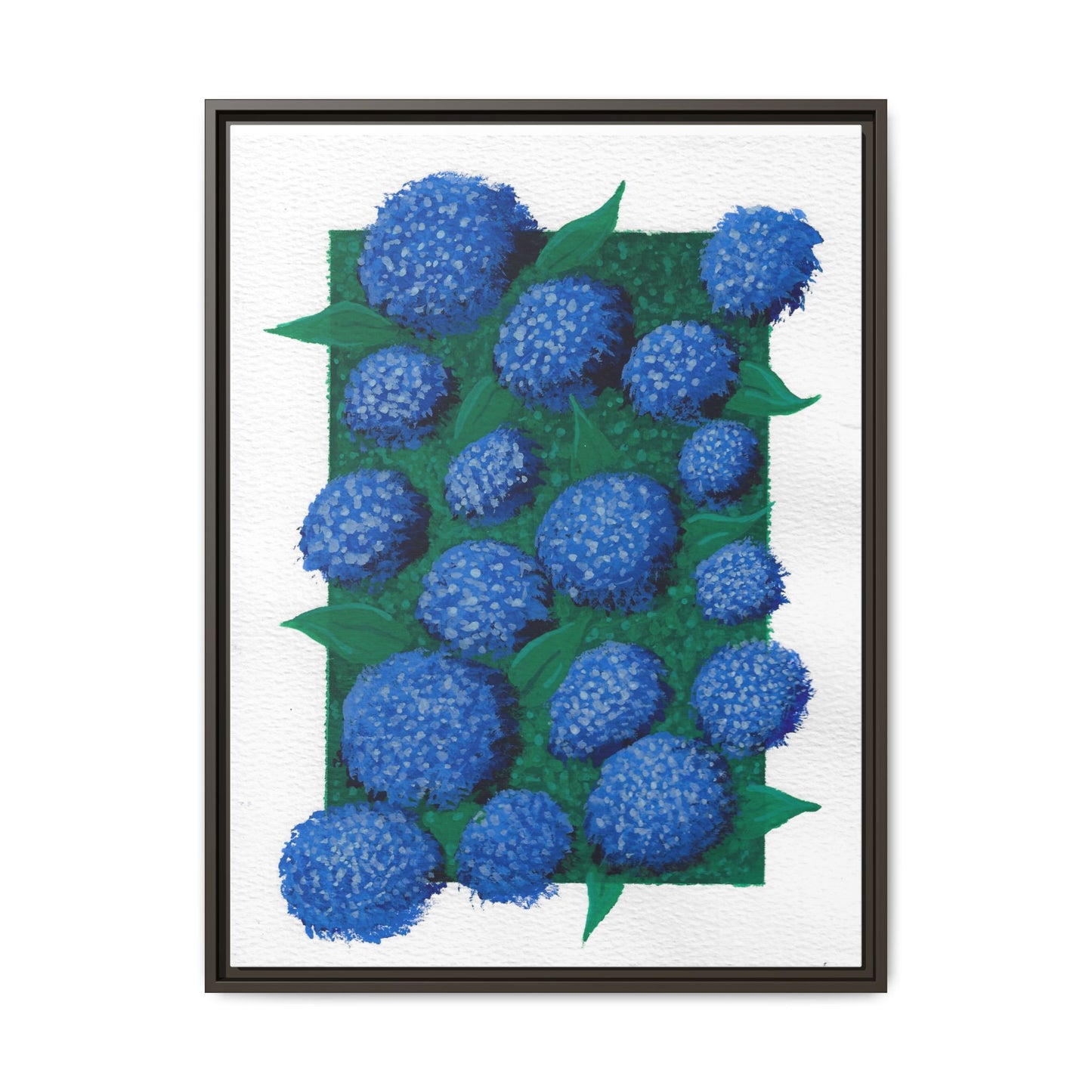 Framed Hydrangea Matte Canvas Print — Blue Floral Wall Art