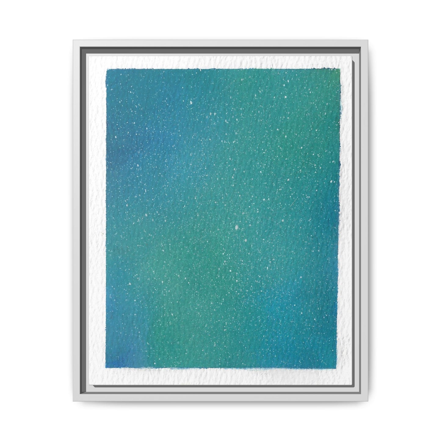 Framed Matte Canvas Art — Teal-to-Blue Gradient Starry Abstract