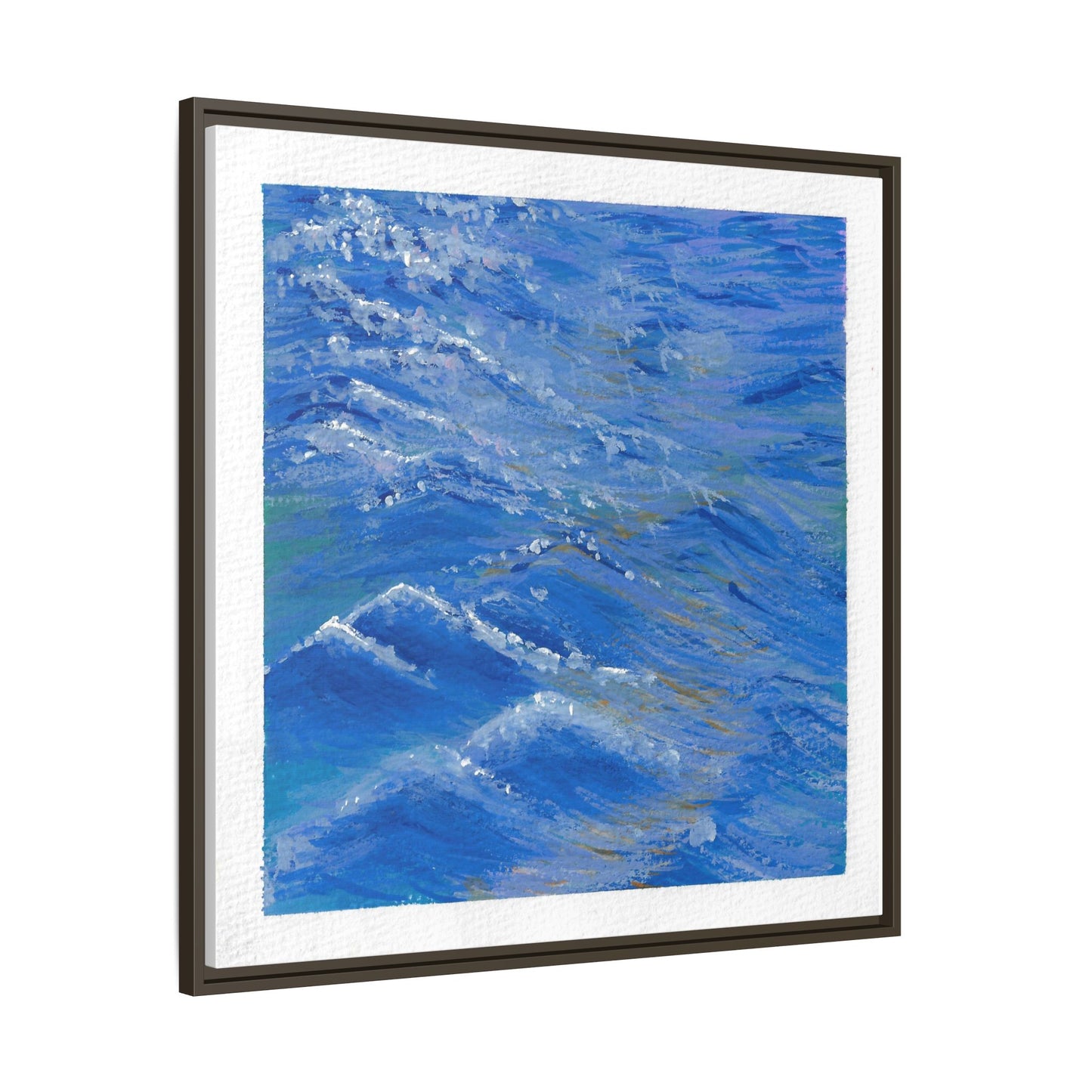 Framed Matte Canvas Wall Art — Blue Ocean Waves Seascape