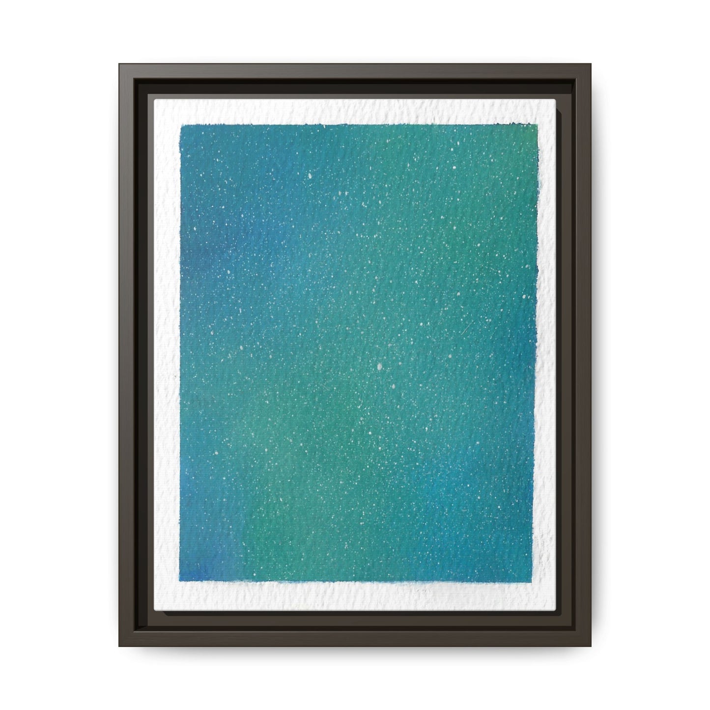 Framed Matte Canvas Art — Teal-to-Blue Gradient Starry Abstract