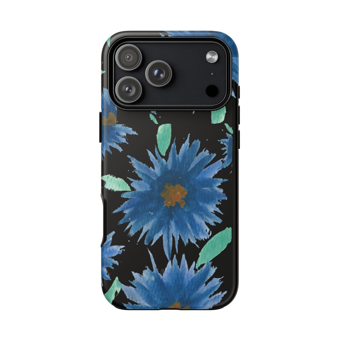 Blue Floral Tough Phone Case – Watercolor Daisy Protective Cover