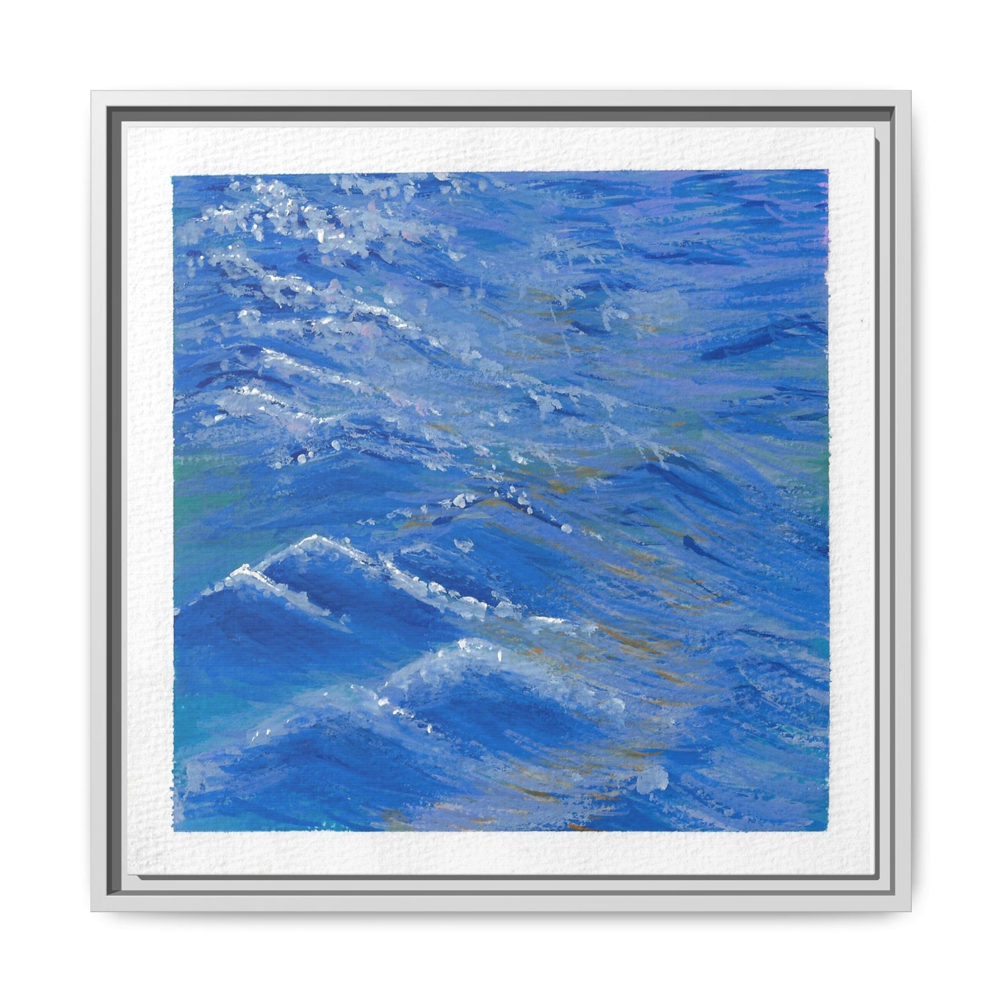 Framed Matte Canvas Wall Art — Blue Ocean Waves Seascape