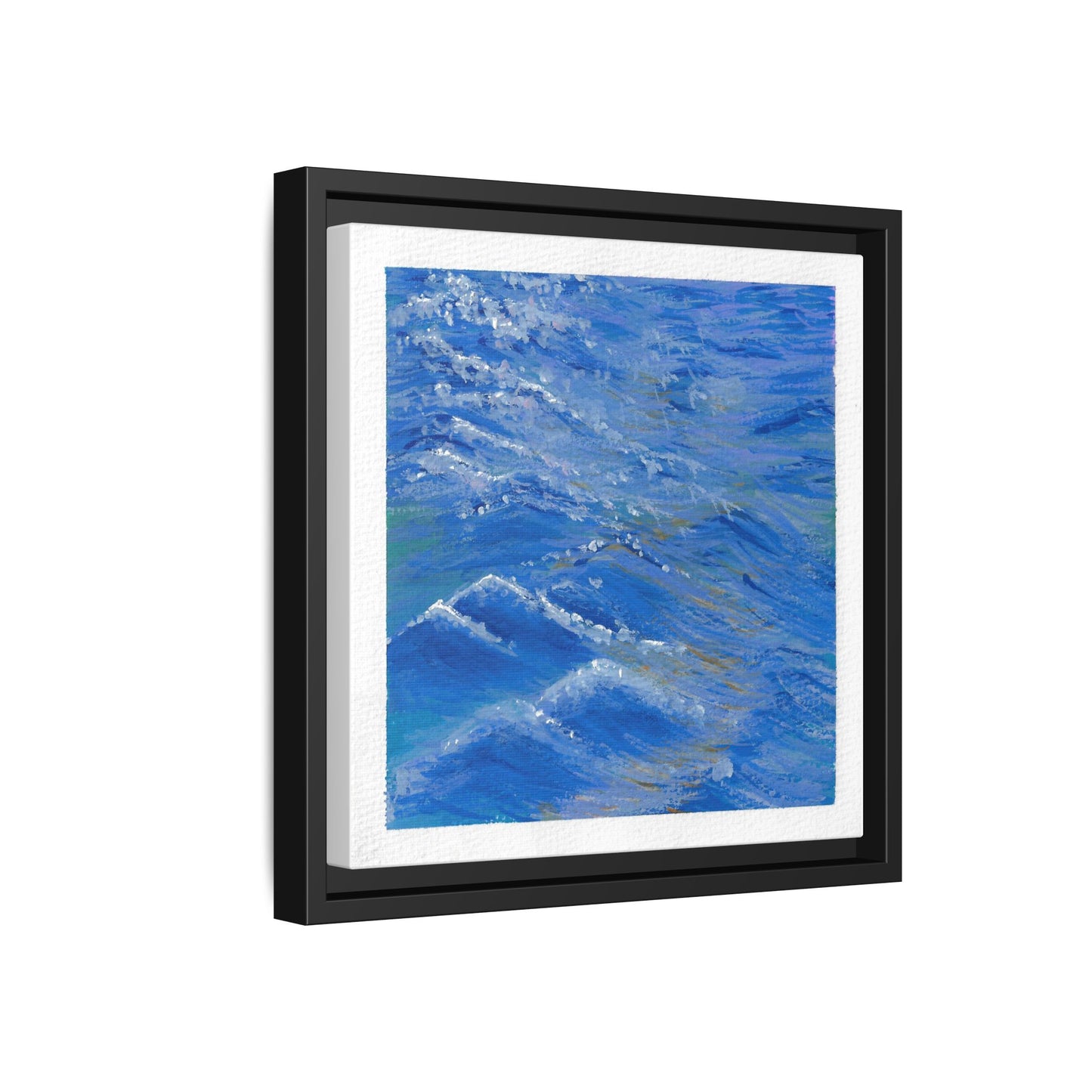 Framed Matte Canvas Wall Art — Blue Ocean Waves Seascape