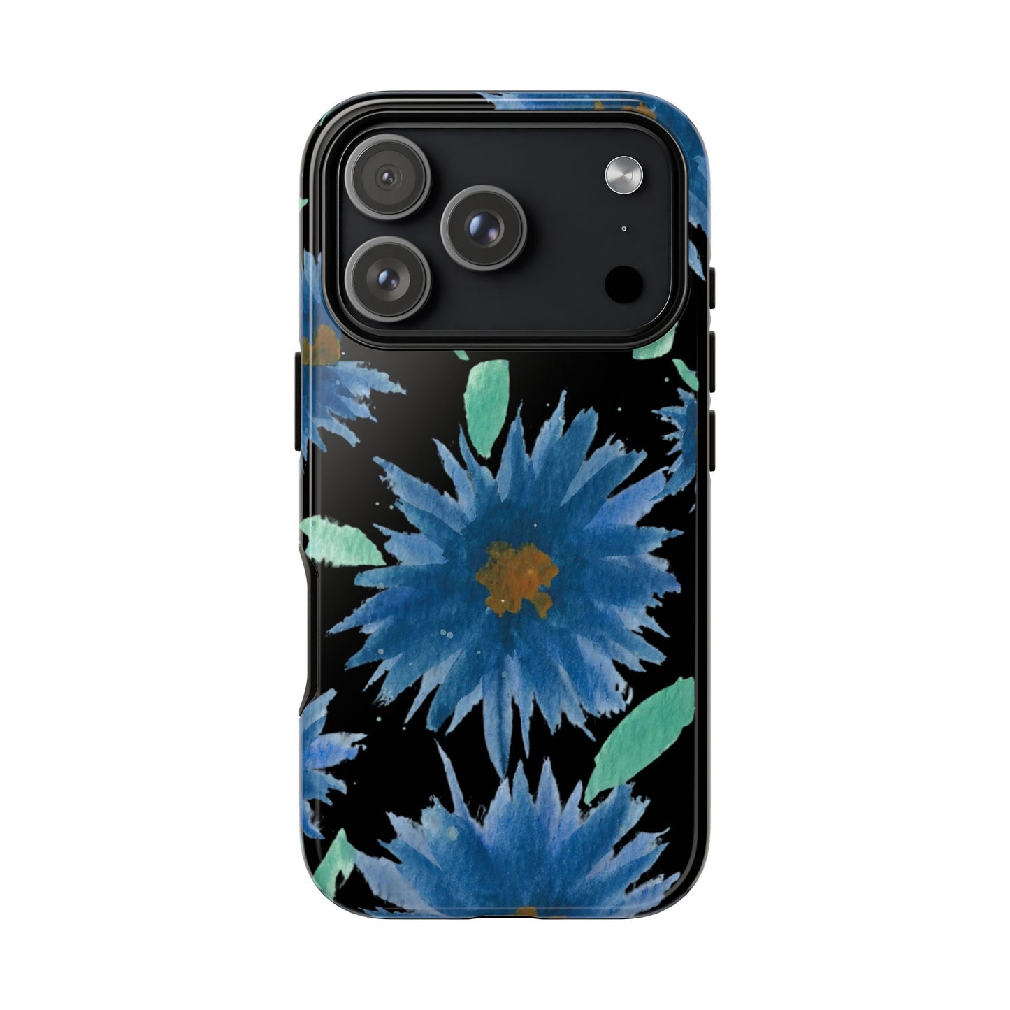 Blue Floral Tough Phone Case – Watercolor Daisy Protective Cover