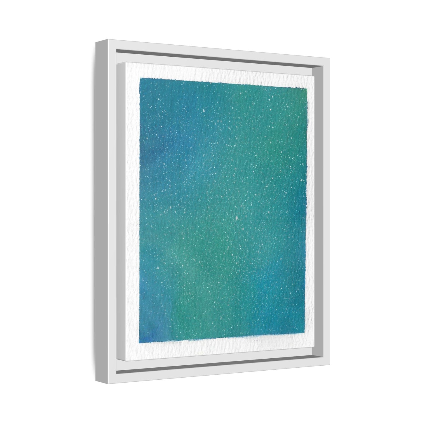 Framed Matte Canvas Art — Teal-to-Blue Gradient Starry Abstract