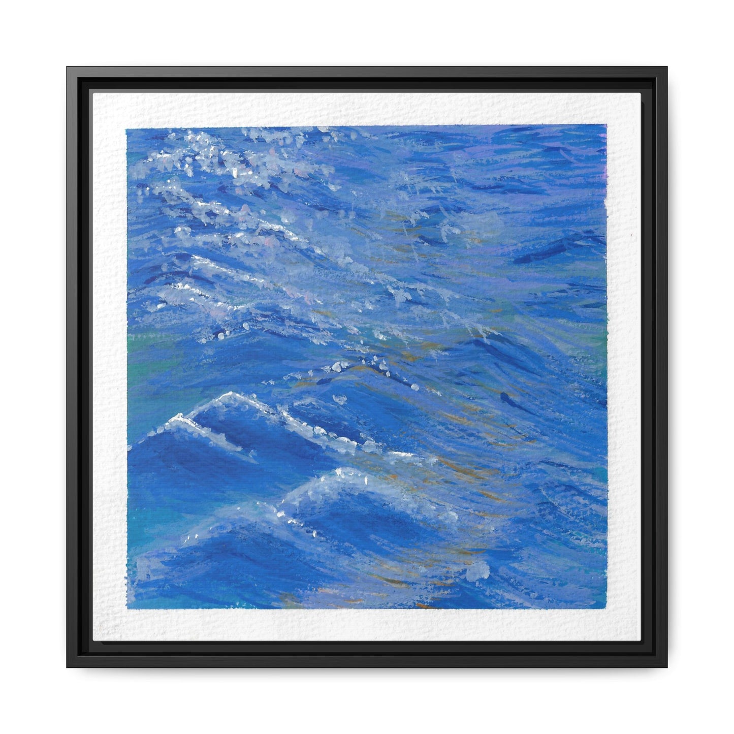 Framed Matte Canvas Wall Art — Blue Ocean Waves Seascape
