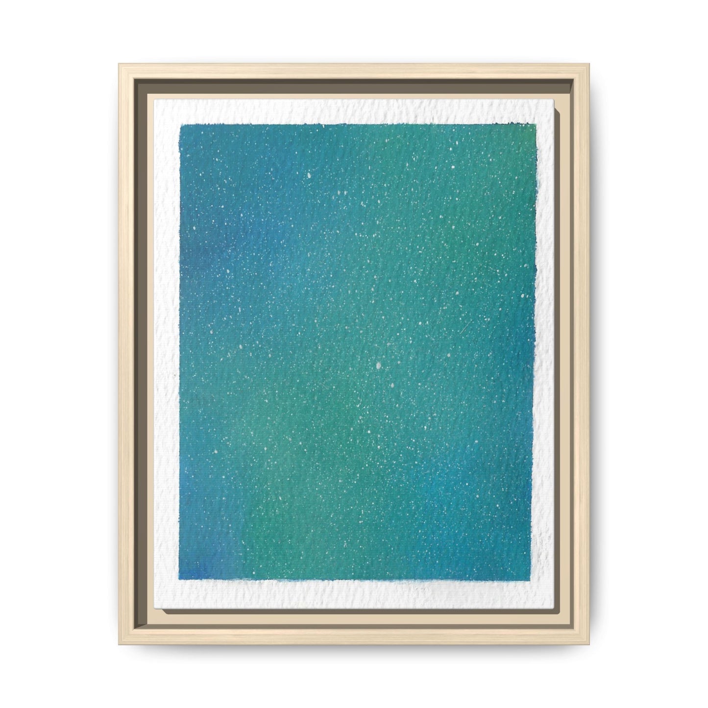 Framed Matte Canvas Art — Teal-to-Blue Gradient Starry Abstract