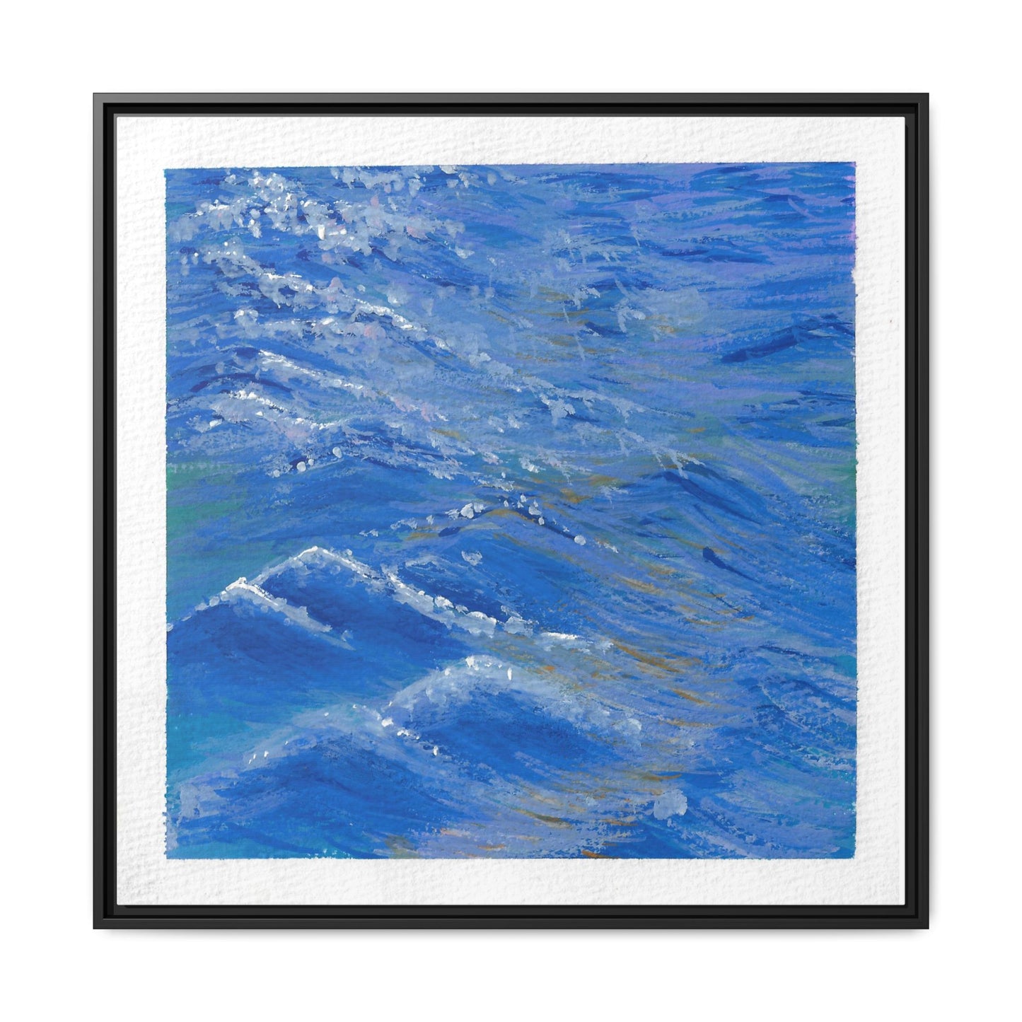 Framed Matte Canvas Wall Art — Blue Ocean Waves Seascape