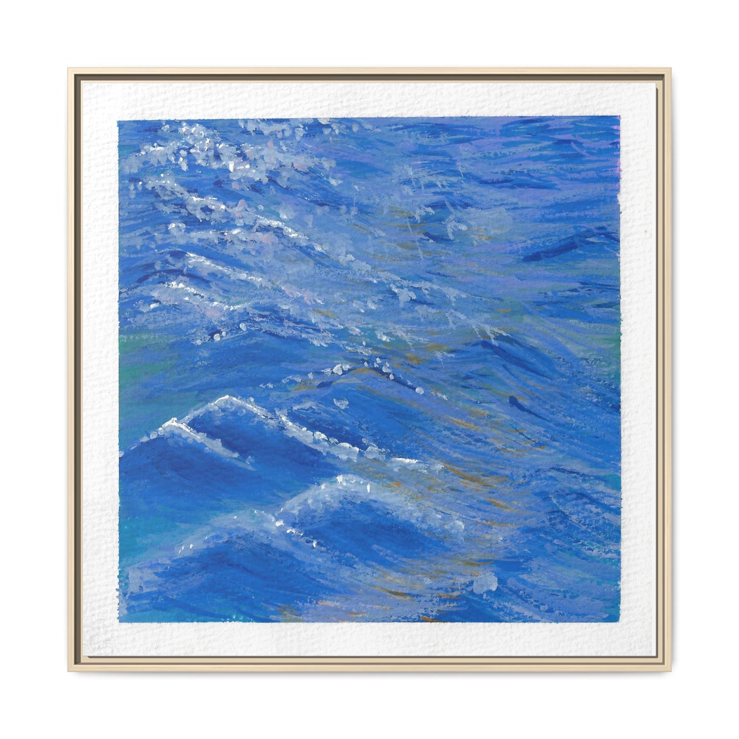 Framed Matte Canvas Wall Art — Blue Ocean Waves Seascape