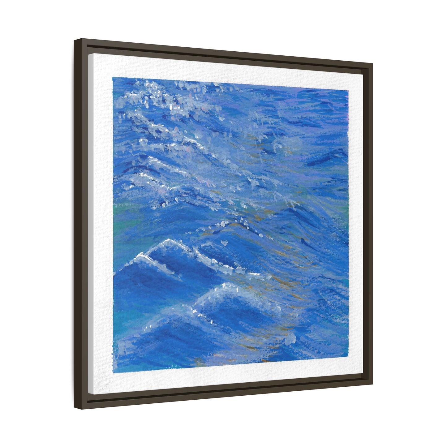 Framed Matte Canvas Wall Art — Blue Ocean Waves Seascape