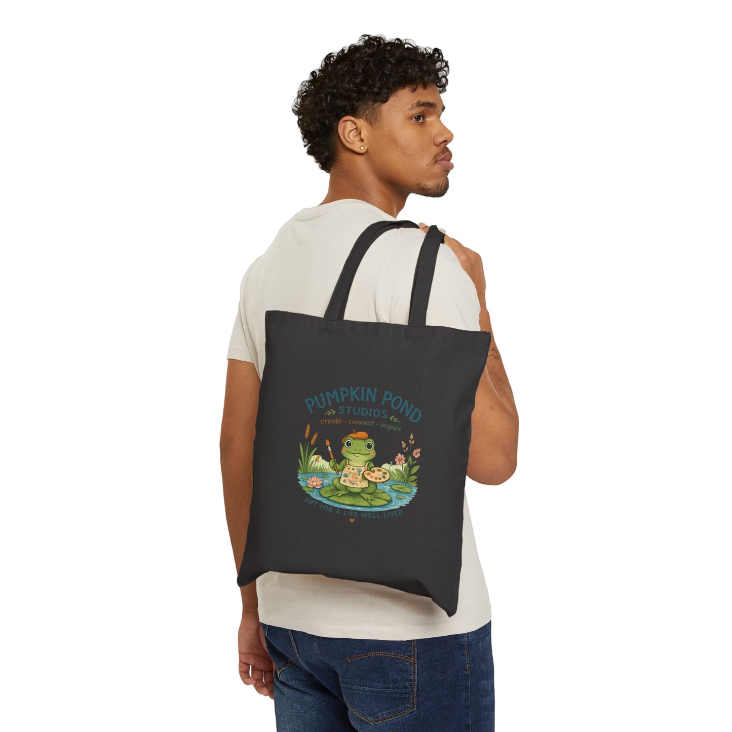Tote Bag — Pumpkin Pond Studios Frog Illustration Canvas Tote
