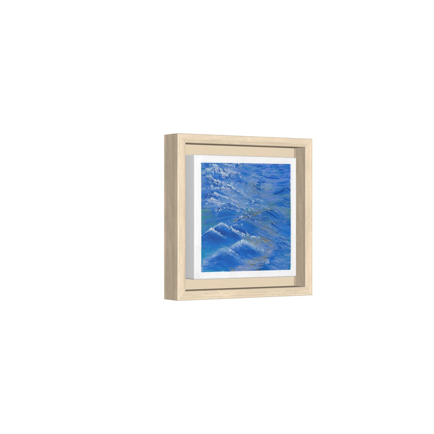 Framed Matte Canvas Wall Art — Blue Ocean Waves Seascape