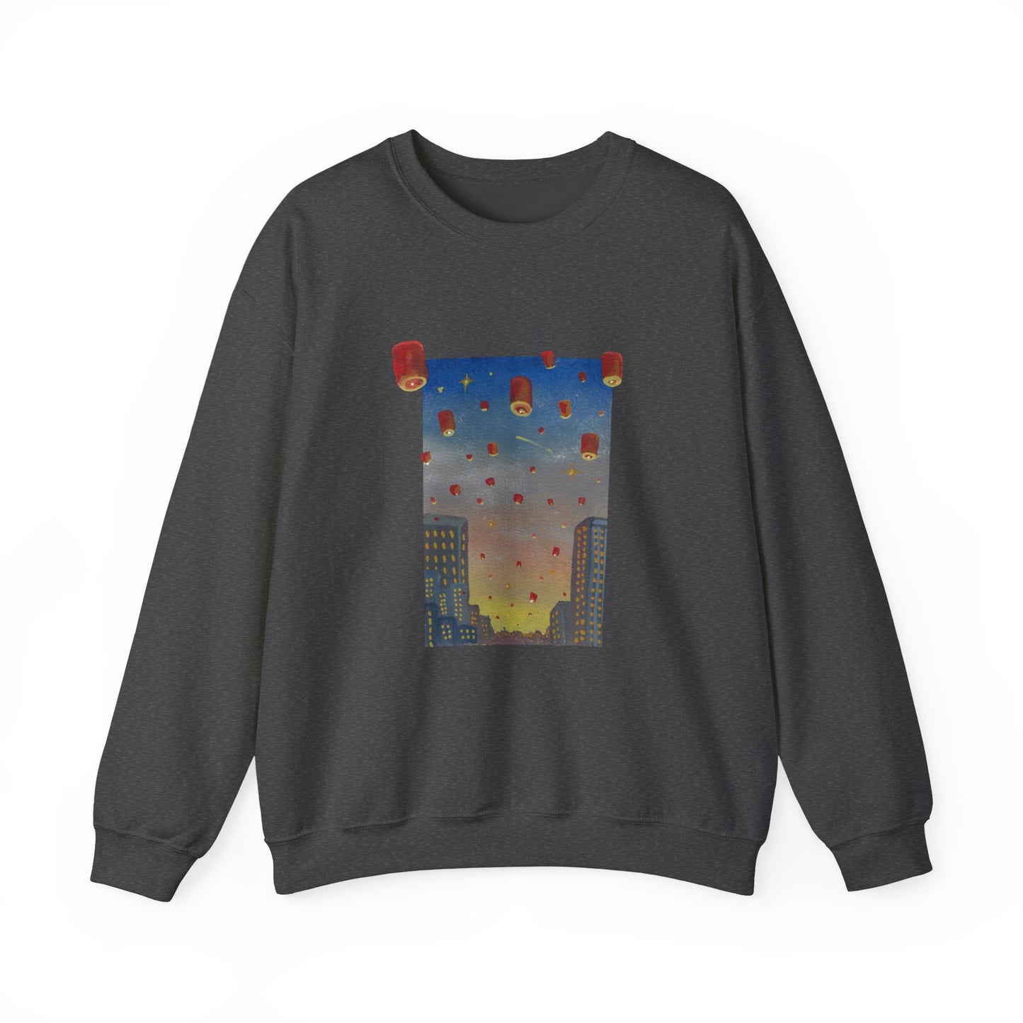Lantern Festival Crewneck Sweatshirt — Sky of Floating Lanterns Graphic
