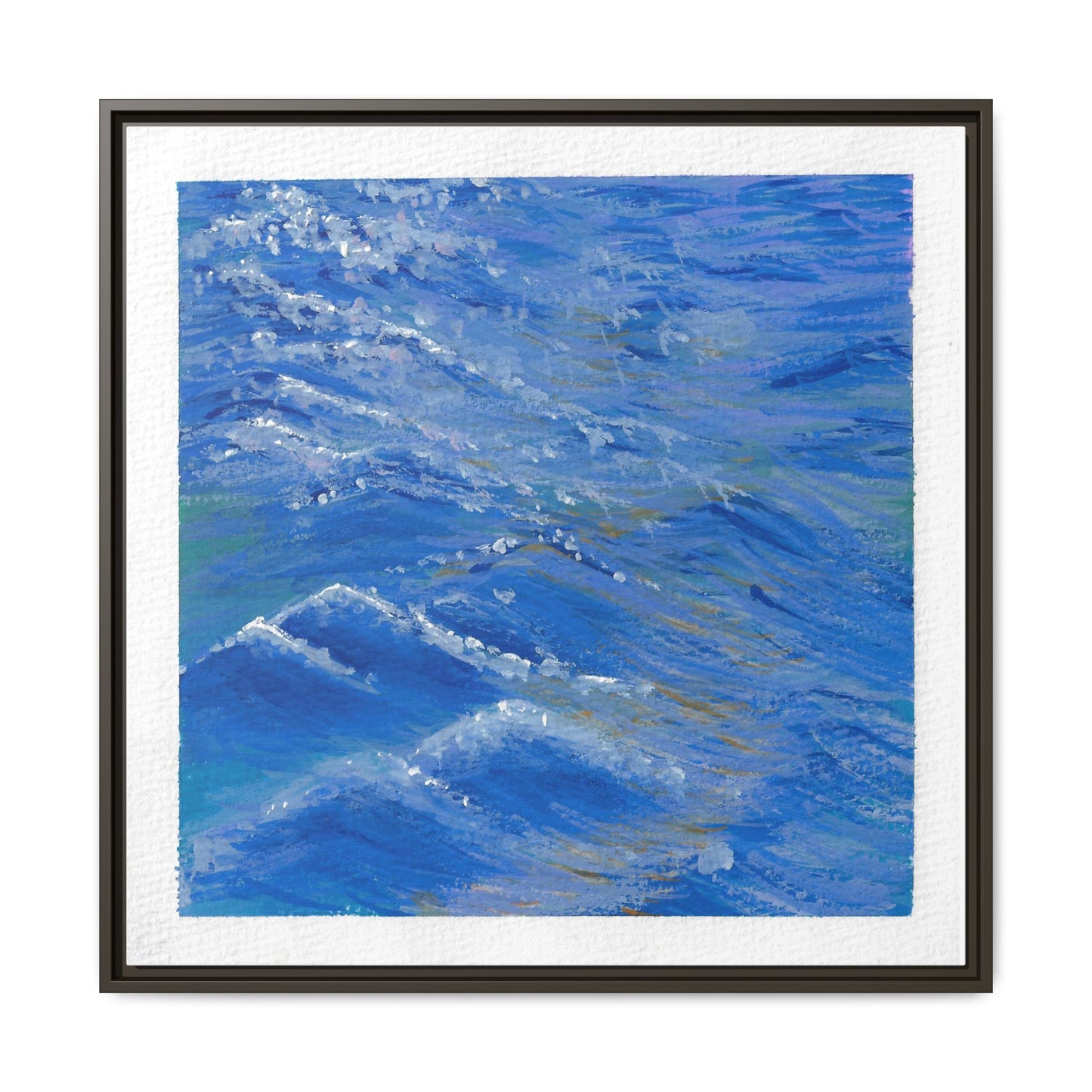 Framed Matte Canvas Wall Art — Blue Ocean Waves Seascape