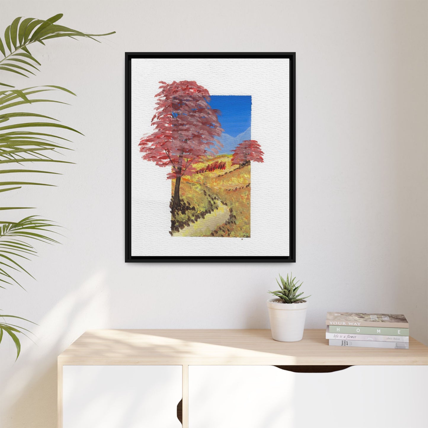 Framed Canvas Wall Art — Colorful Autumn Landscape Matte Print