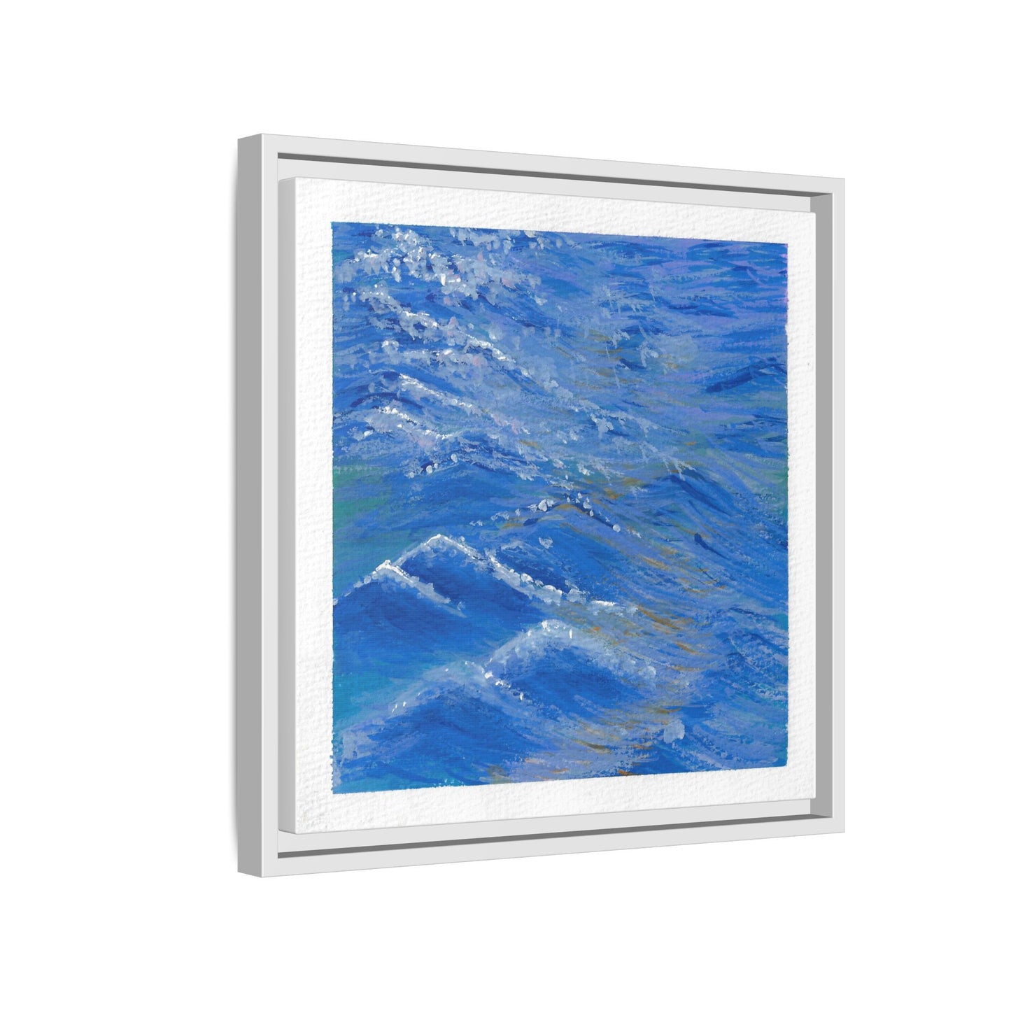 Framed Matte Canvas Wall Art — Blue Ocean Waves Seascape