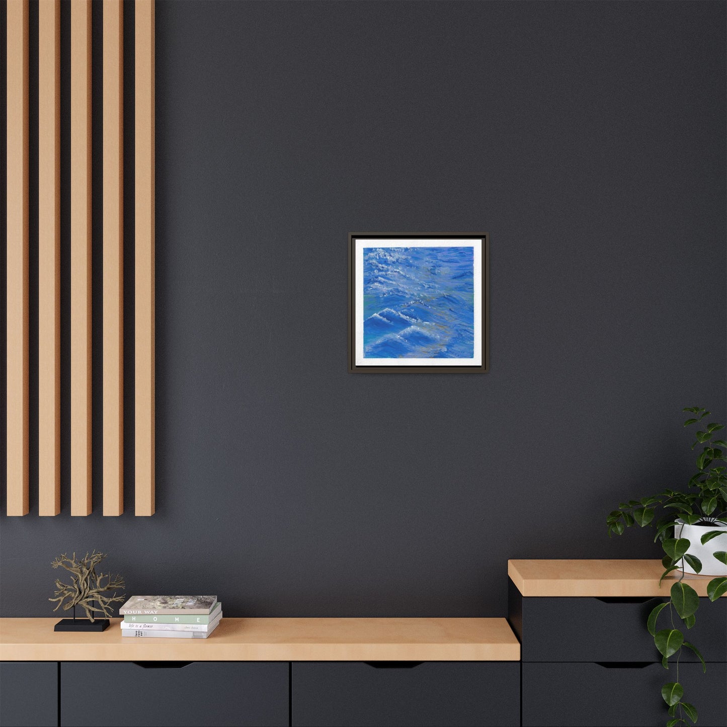 Framed Matte Canvas Wall Art — Blue Ocean Waves Seascape