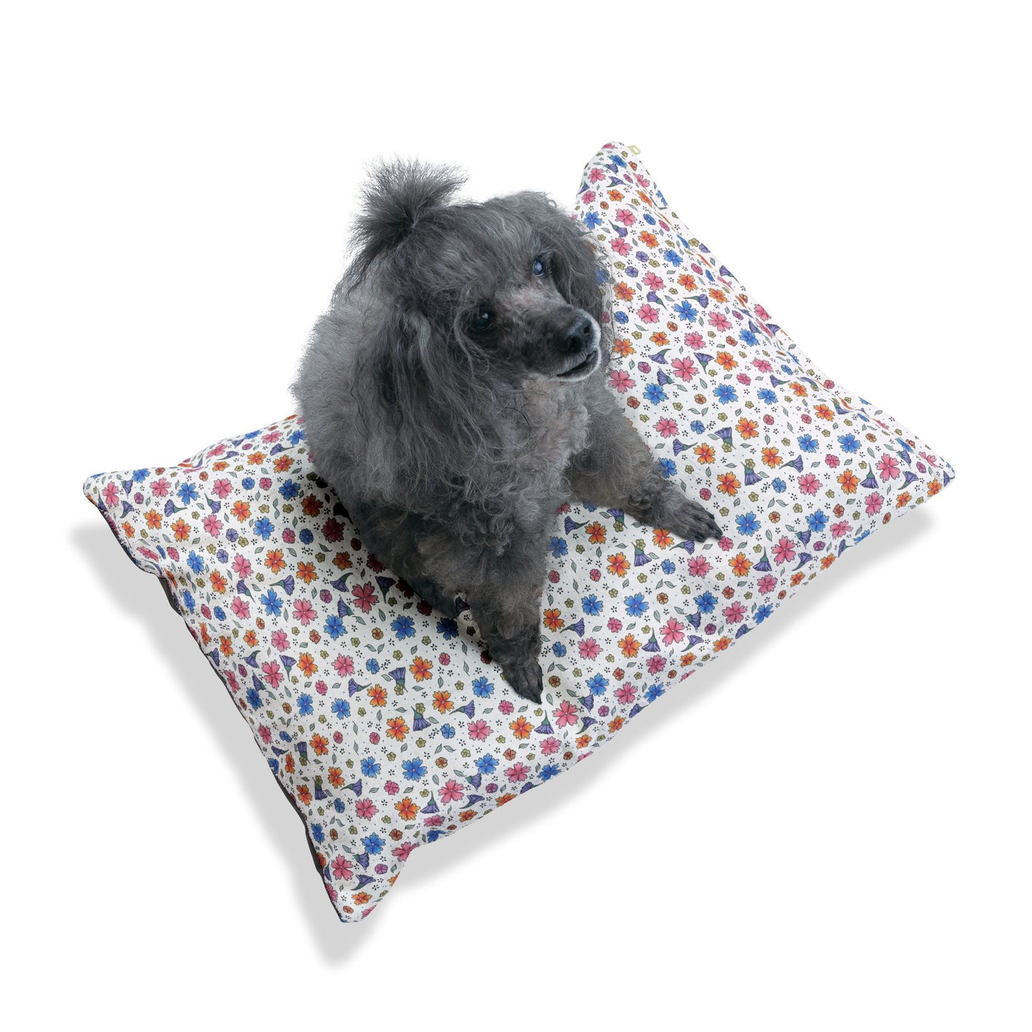 Floral Pawprint Pet Bed - Cozy Printed Cushion for Dogs & Cats