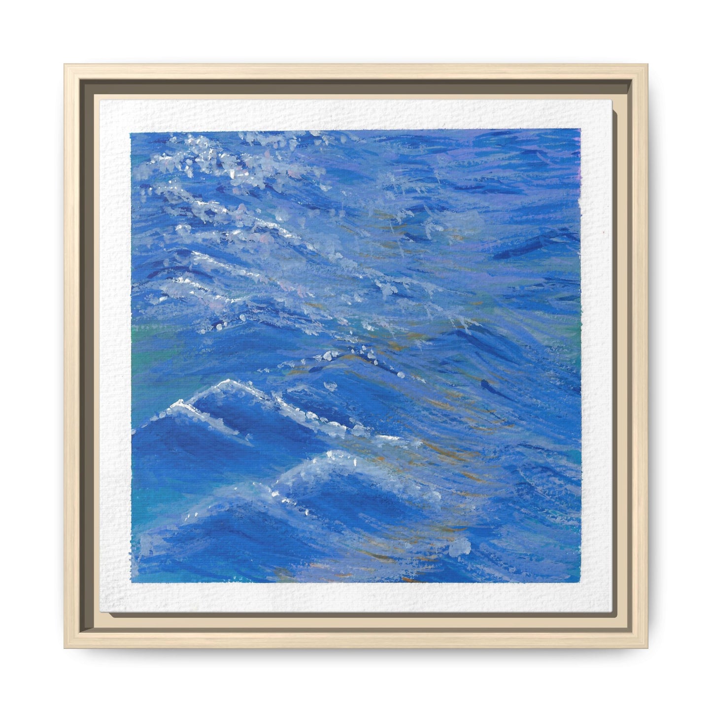 Framed Matte Canvas Wall Art — Blue Ocean Waves Seascape